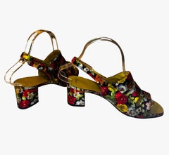 1960s Joseph Larose Silk Floral Sandals