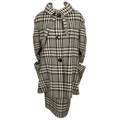 1960 Abrigo de pata de gallo de lana JOSEPH MAGNIN con corbata y falda