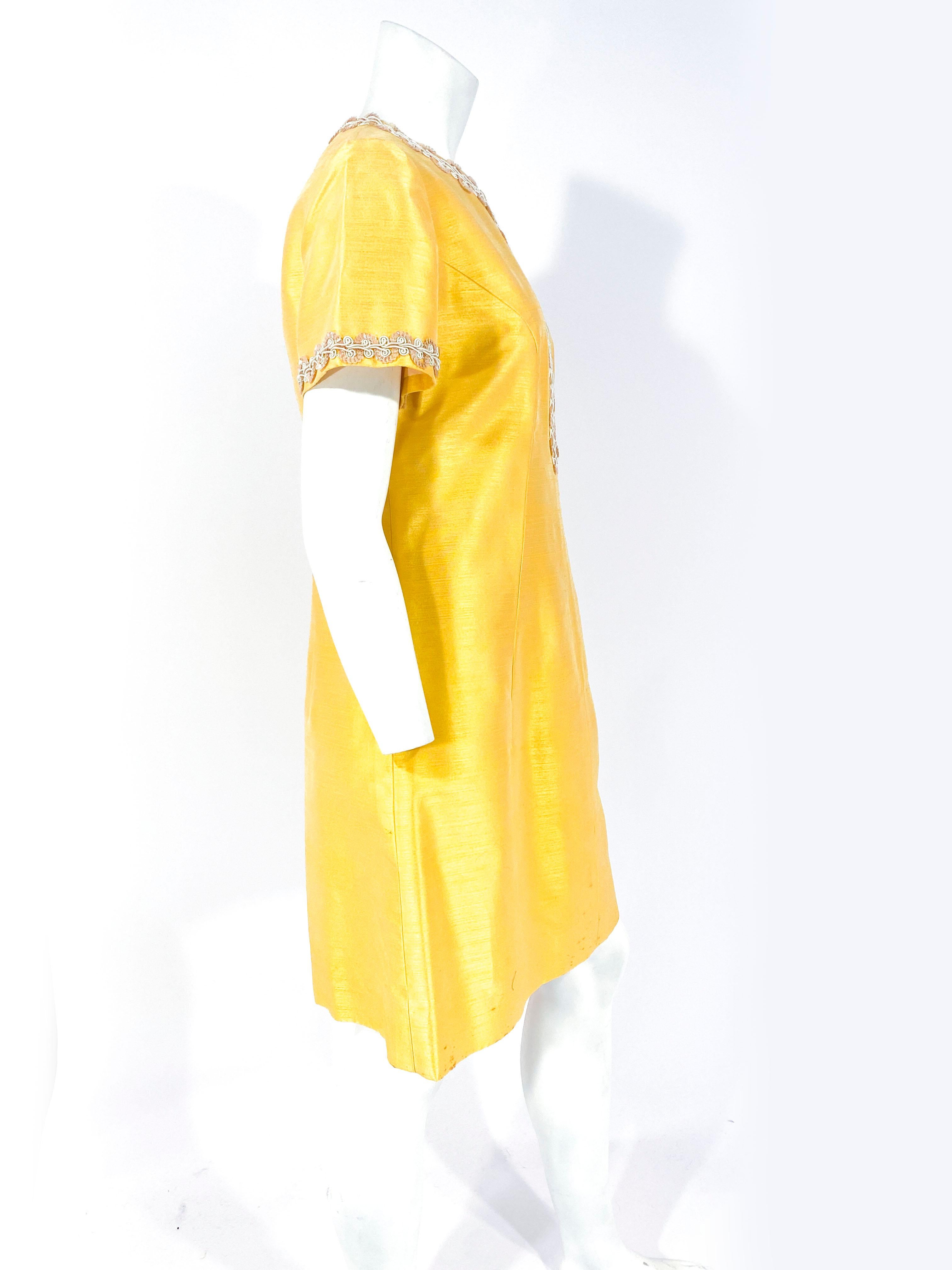 Women's 1960s Joseph Magnin Yellow-Gold A-line Dress