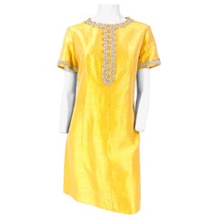 1960s Joseph Magnin Yellow-Gold A-line Dress