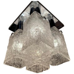 1960s J.T Kalmar Austrian Flush Mount Ceiling Light with Four Frosted Shades