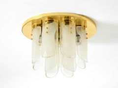 1960s J.T. Kalmar Franken heavy brass and Murano glass ceiling lamp