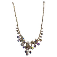 1960S JULIANA Metallic & Silver Hand Made Gemstone Stud Necklace