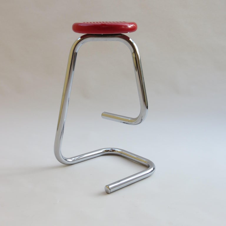 1960s K700 Red Chrome Paperclip Stool Hugh Hamilton and Philip Salmon ...