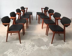 1960s Kai Kristiansen Eight Restored Customizable Model 42 Teak Dining Chairs