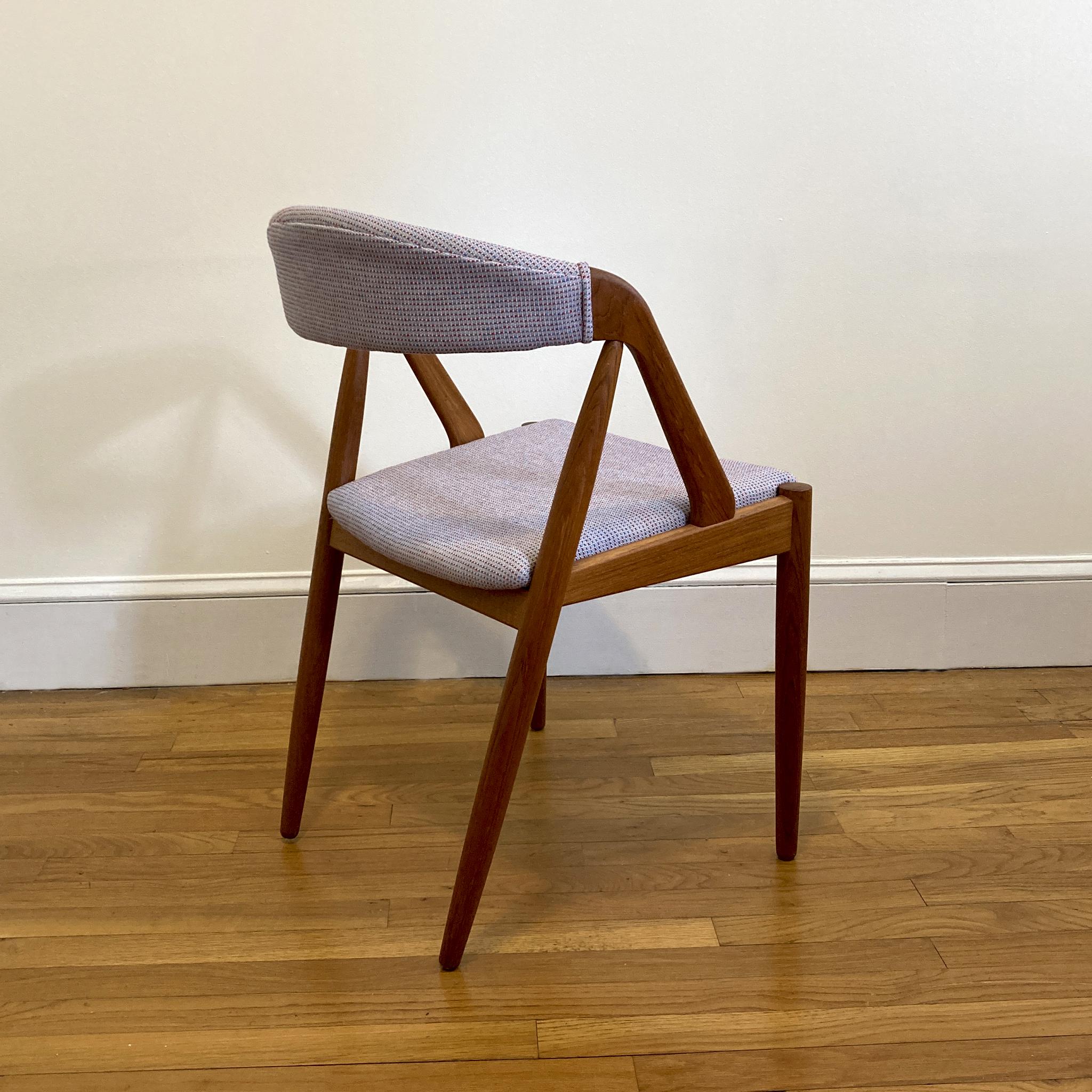 Mid-20th Century 1960's Kai Kristiansen Model 31 Danish Lilac Tweed Chair Reupholstered