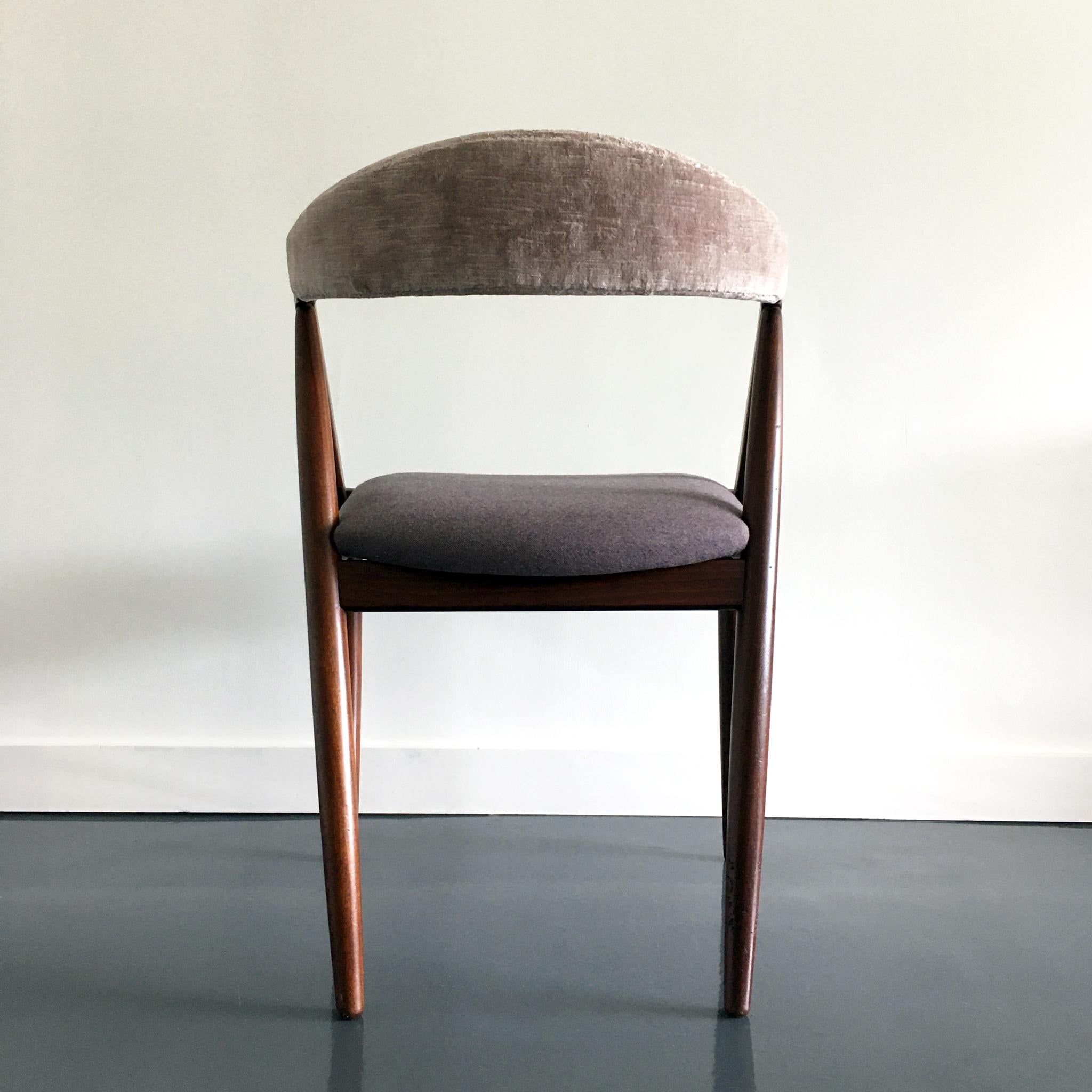 1960's Kai Kristiansen Model 31 Danish Teak Mauve Rose Chair In Good Condition In New York, NY