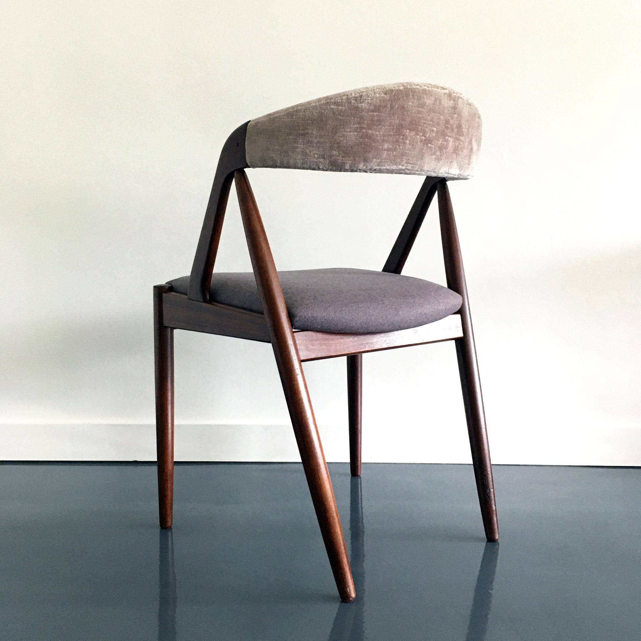 Mid-20th Century 1960's Kai Kristiansen Model 31 Danish Teak Mauve Rose Chair