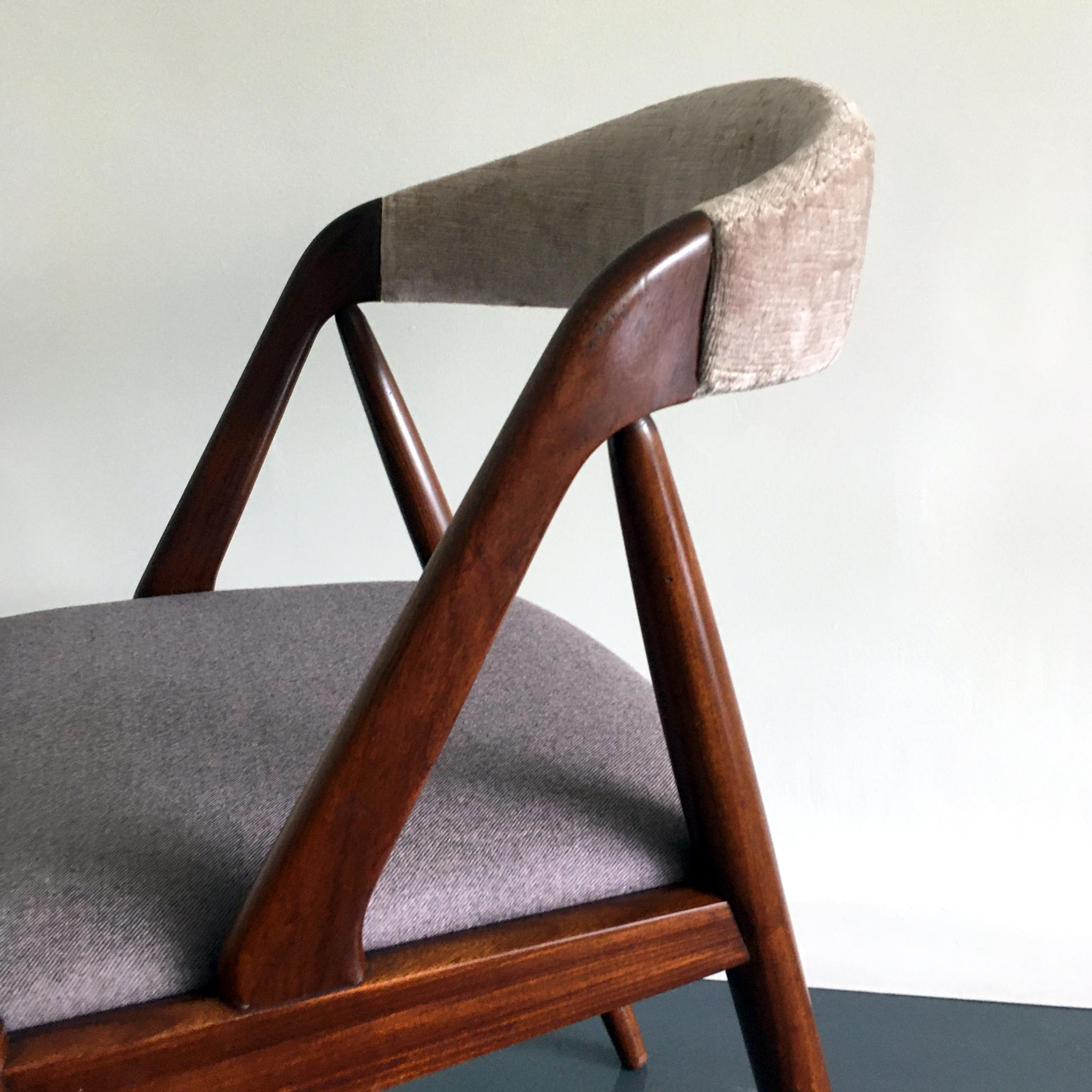 1960's Kai Kristiansen Model 31 Danish Teak Mauve Rose Chair 2