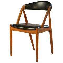 1960s Kai Kristiansen Refinished Dining chairs in Teak and Black Leatherette