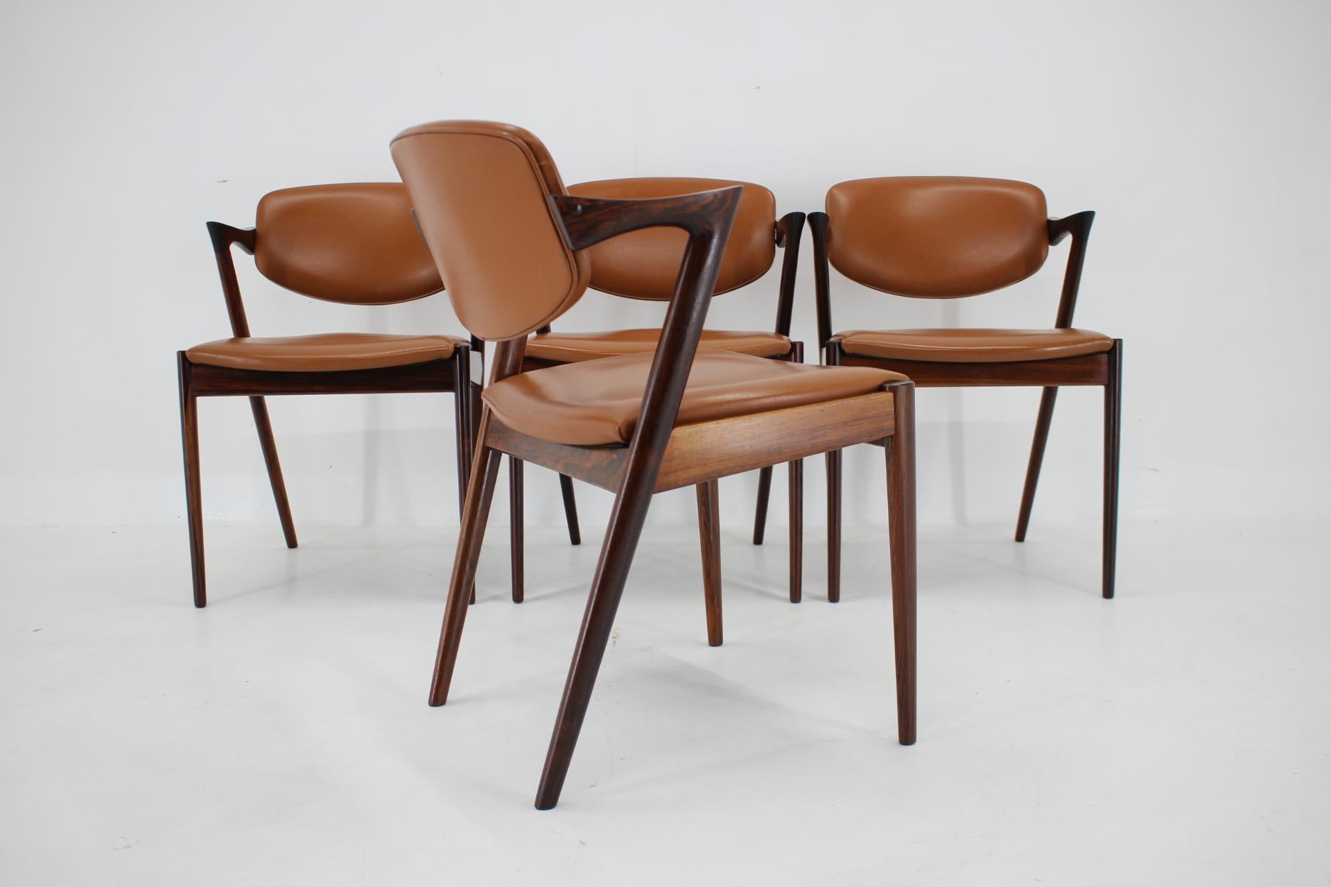 1960s Kai Kristiansen Model 42 Dining Chairs in Palisander, set of 4 For Sale 3