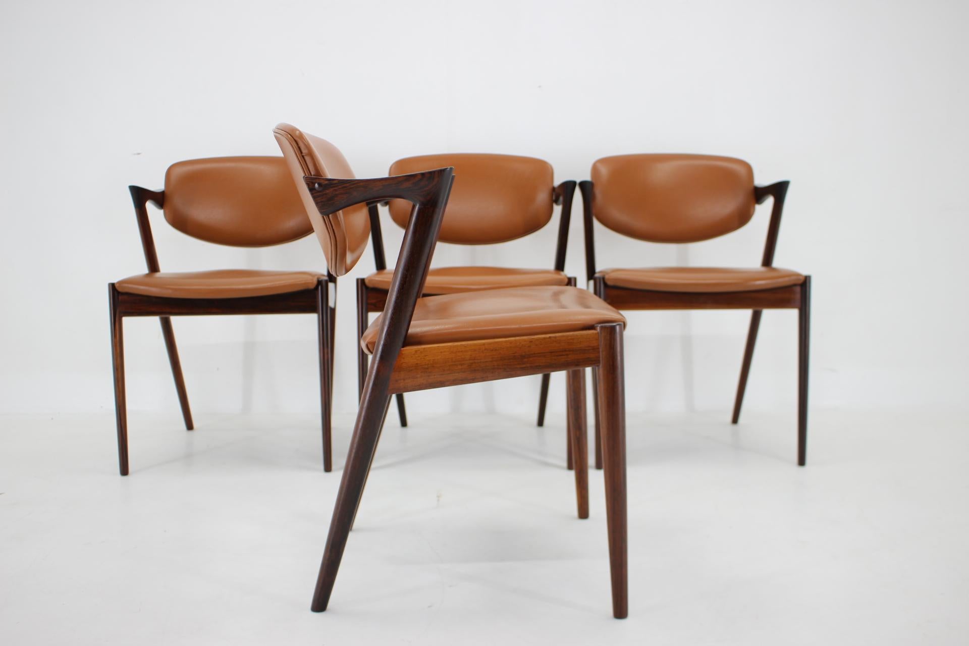 1960s Kai Kristiansen Model 42 Dining Chairs in Palisander, set of 4 For Sale 4