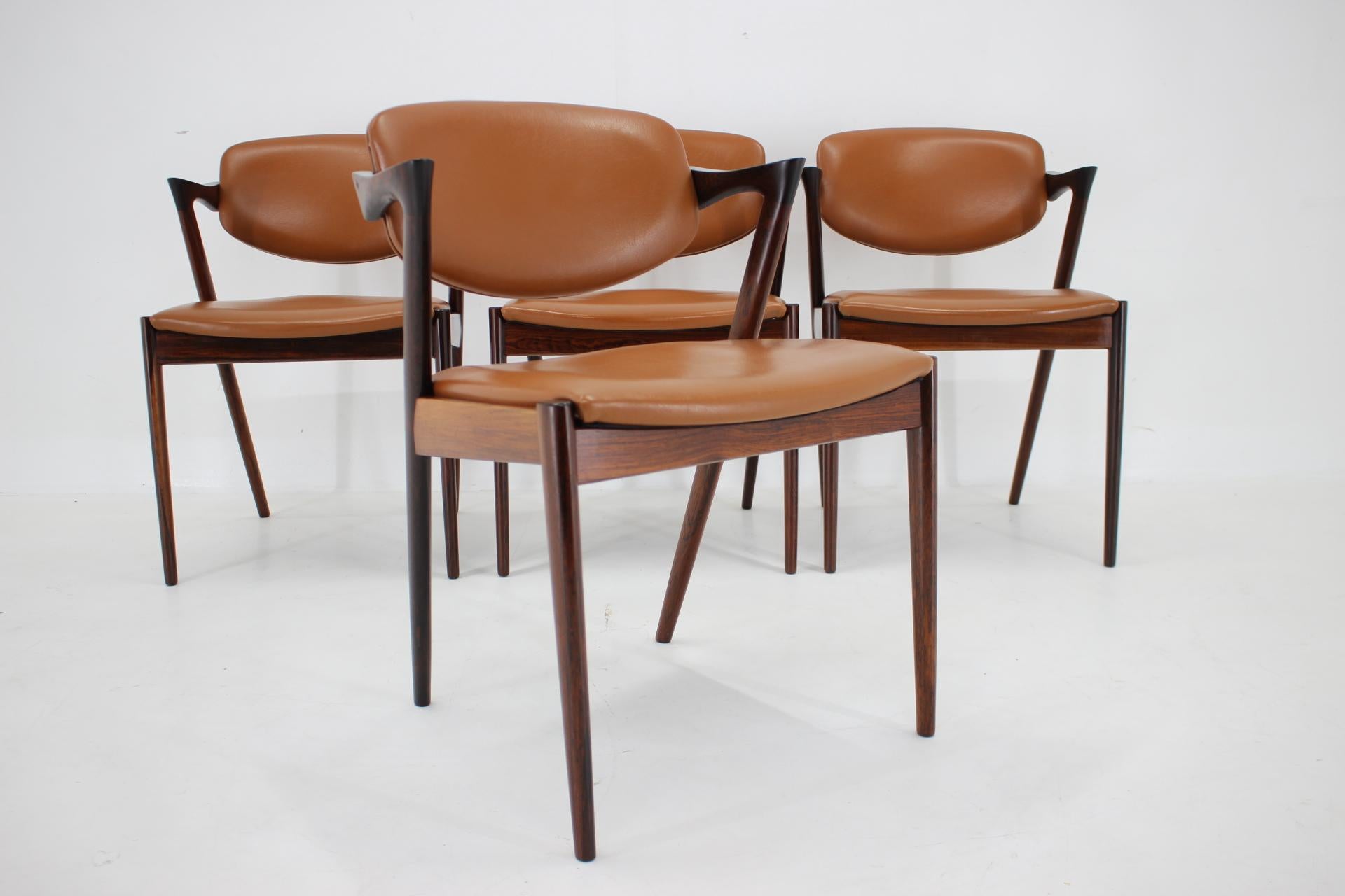 1960s Kai Kristiansen Model 42 Dining Chairs in Palisander, set of 4 For Sale 5