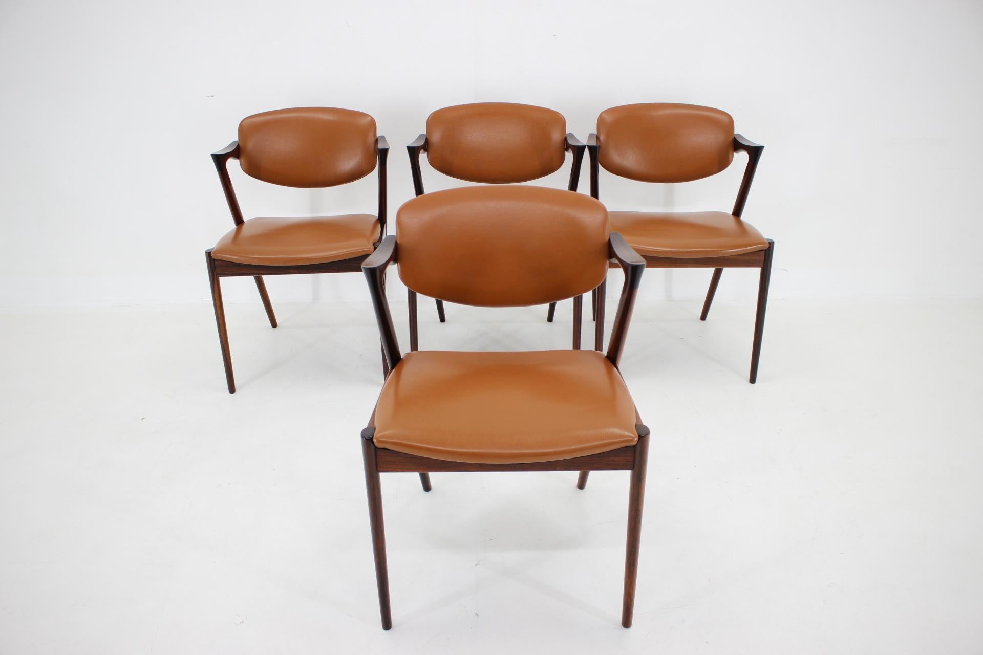 Danois 1960 Kai Kristiansen Model 42 Chaises de salle à manger en palissandre, lot de 4 en vente