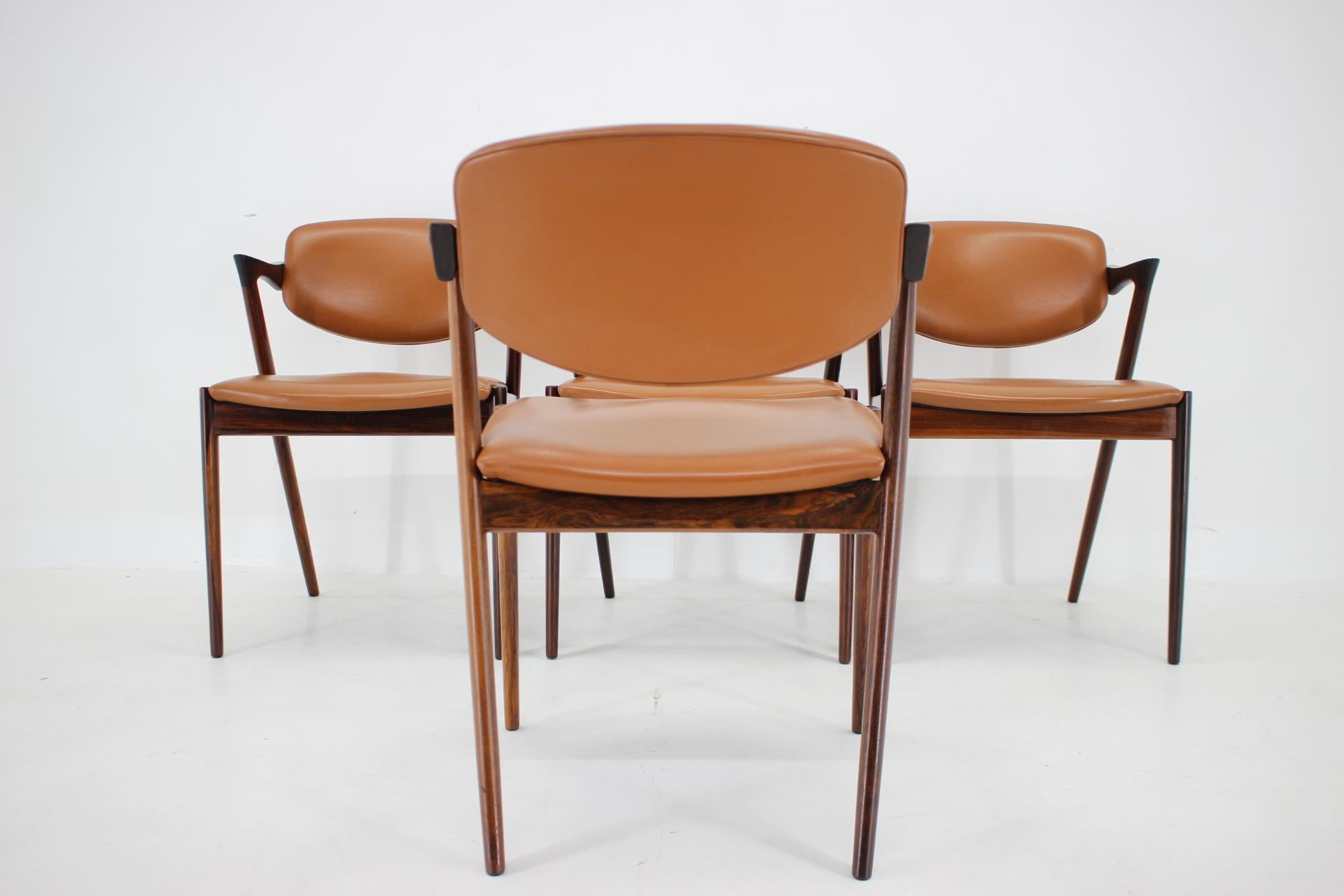 1960 Kai Kristiansen Model 42 Chaises de salle à manger en palissandre, lot de 4 en vente 1