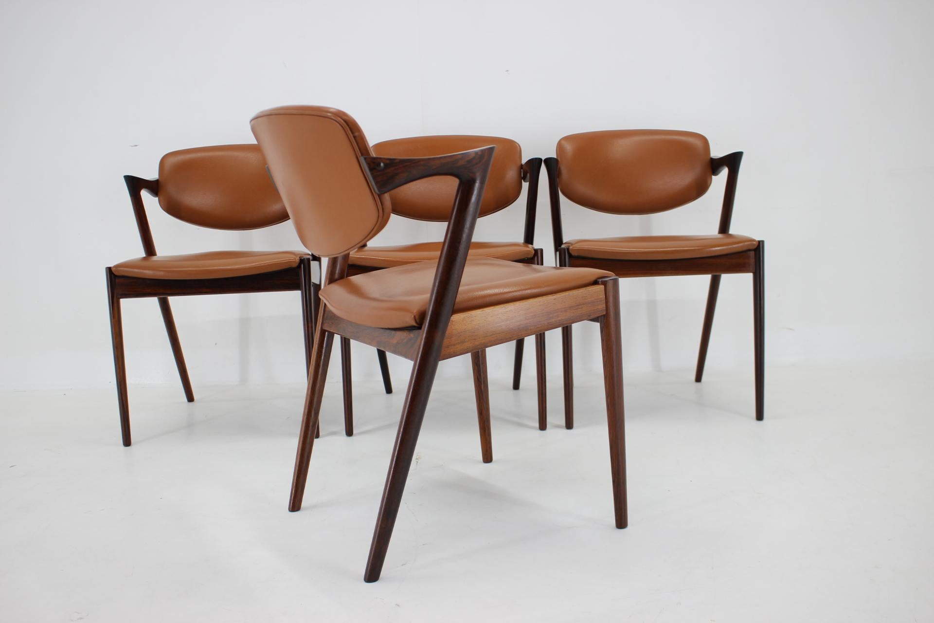 1960s Kai Kristiansen Model 42 Dining Chairs in Palisander, set of 4 For Sale 2