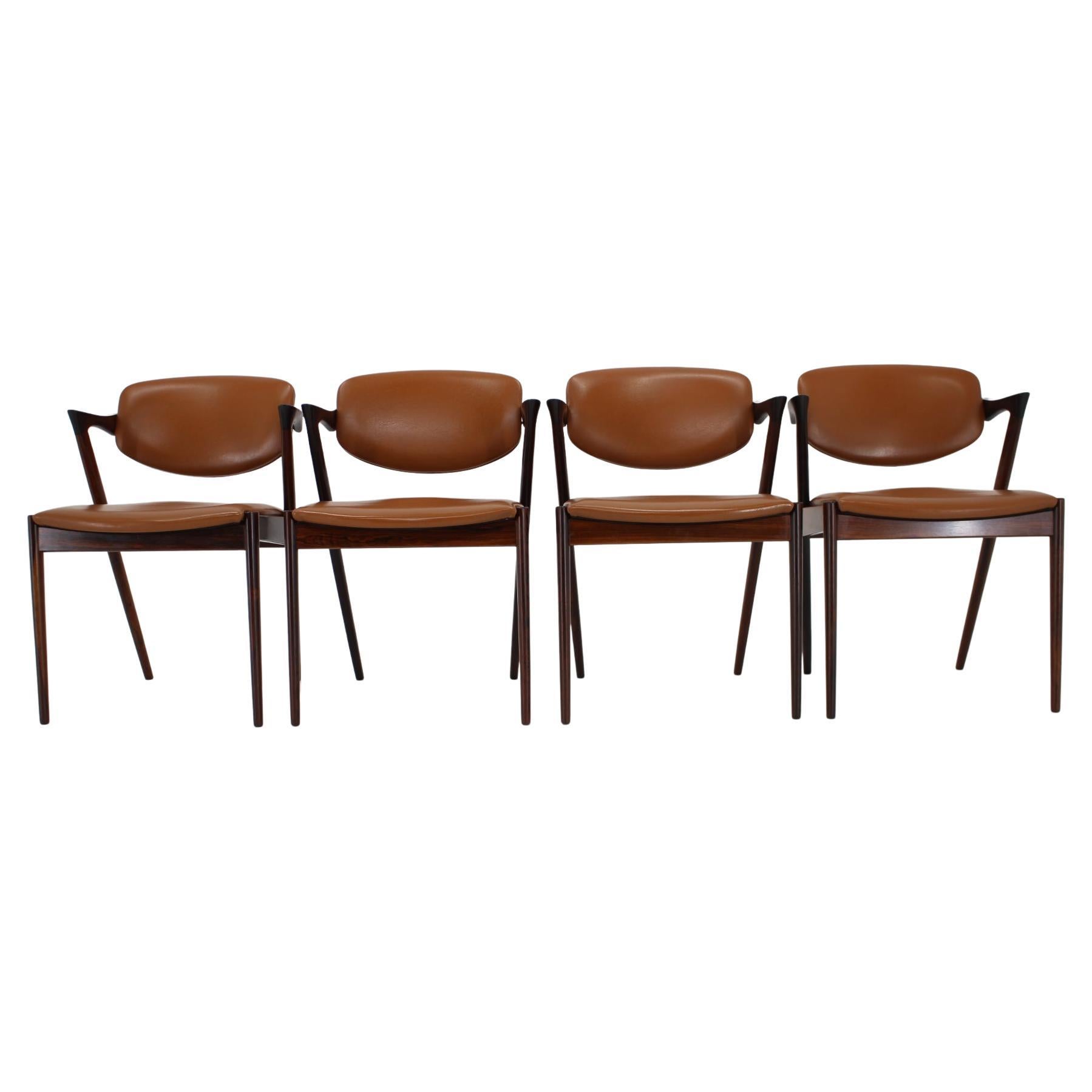 1960 Kai Kristiansen Model 42 Chaises de salle à manger en palissandre, lot de 4 en vente