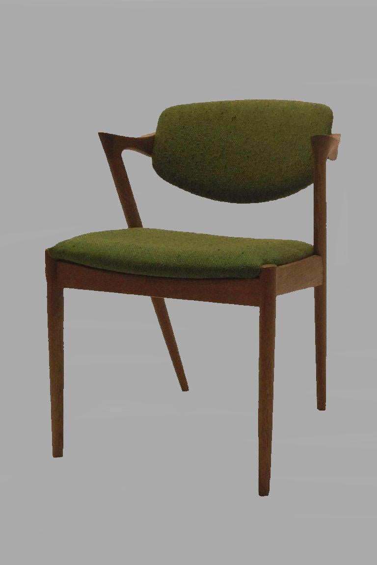 Scandinavian Modern 1960's Kai Kristiansen Model 42 Oak Dining Chairs 