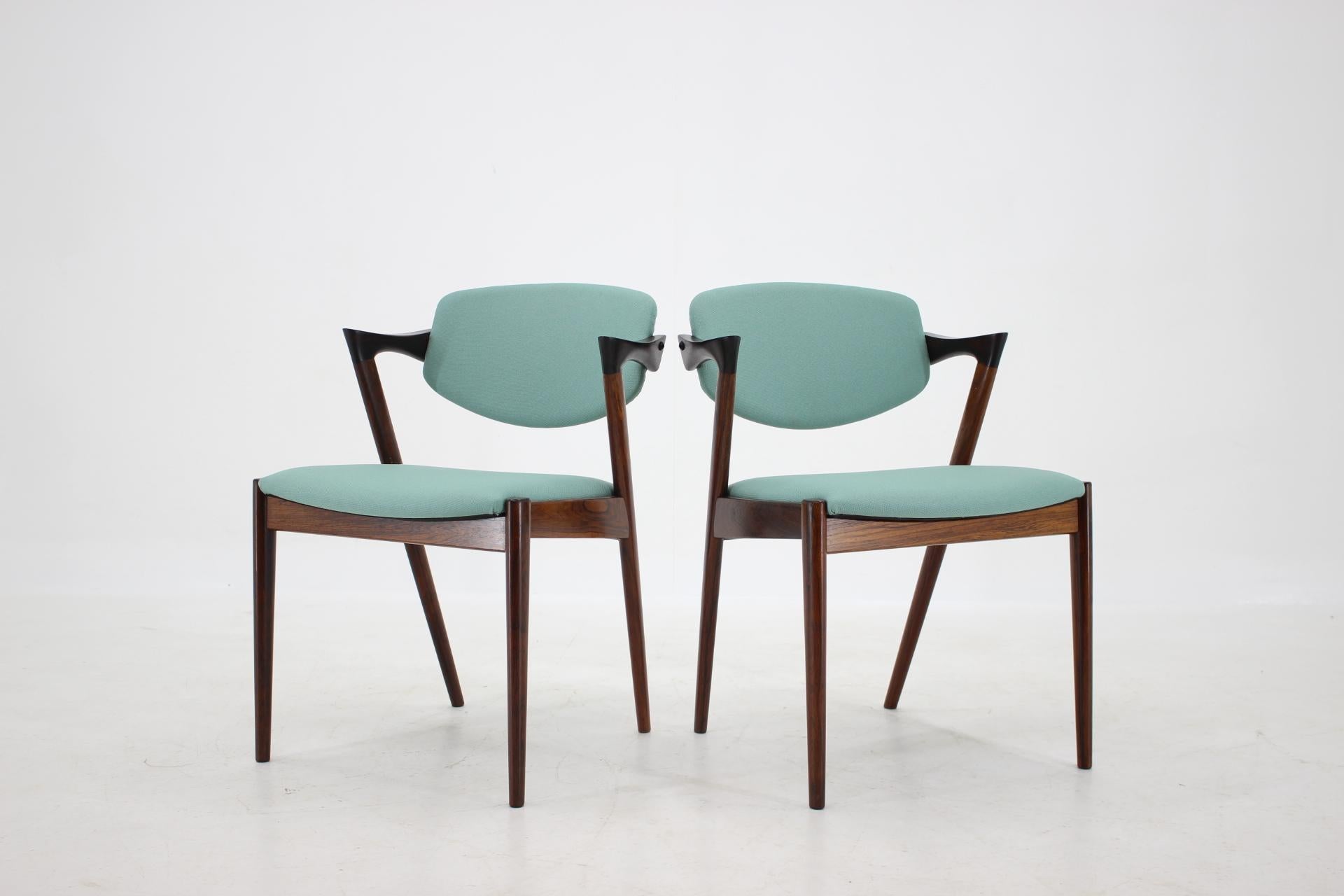 Danish 1960s Kai Kristiansen Model 42 Rosewood Dining Chairs, Set of 4