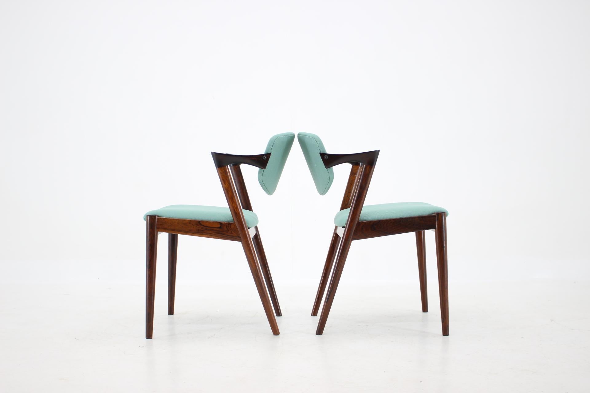 1960s Kai Kristiansen Model 42 Rosewood Dining Chairs, Set of 4 In Good Condition In Praha, CZ