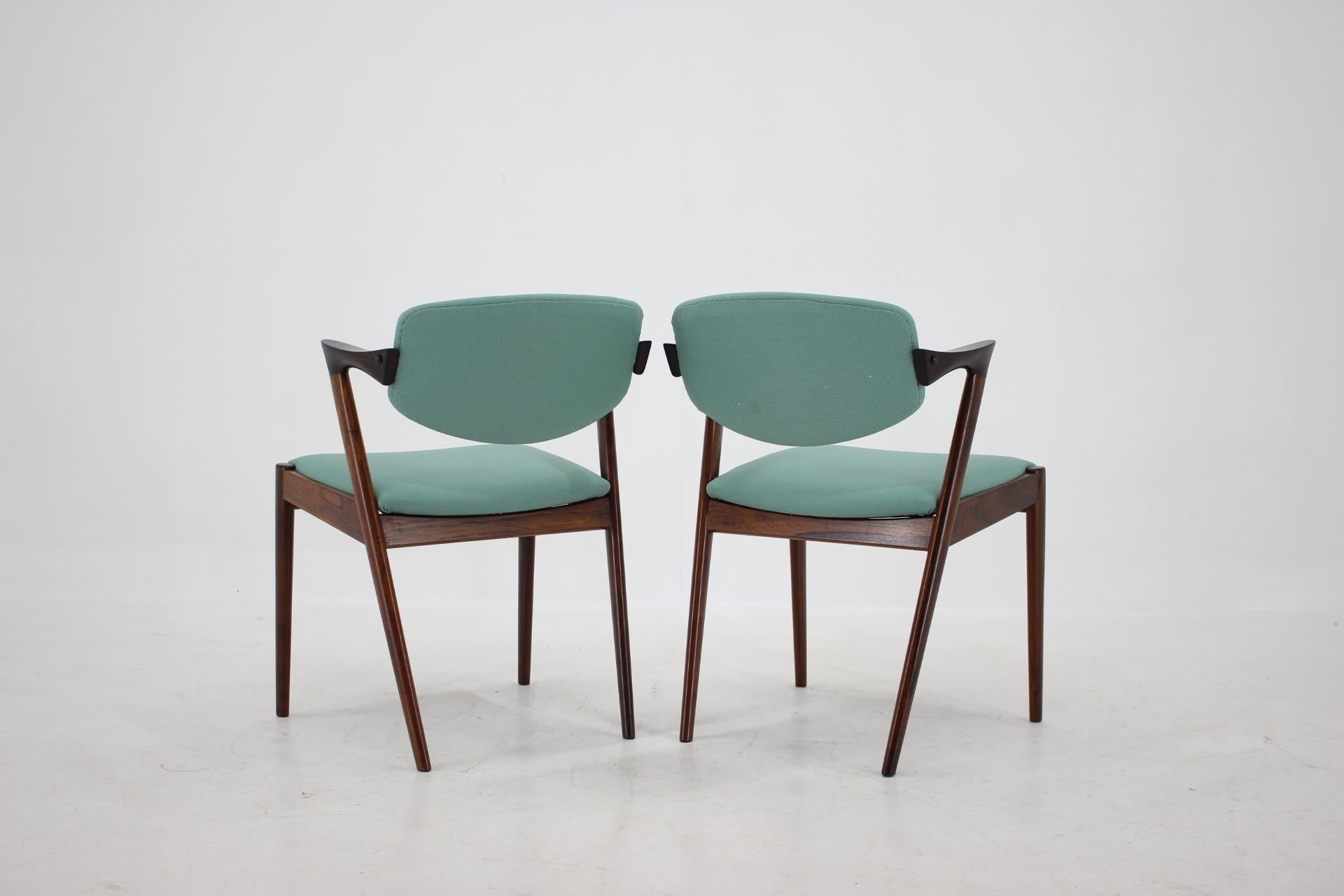 Mid-20th Century 1960s Kai Kristiansen Model 42 Rosewood Dining Chairs, Set of 4