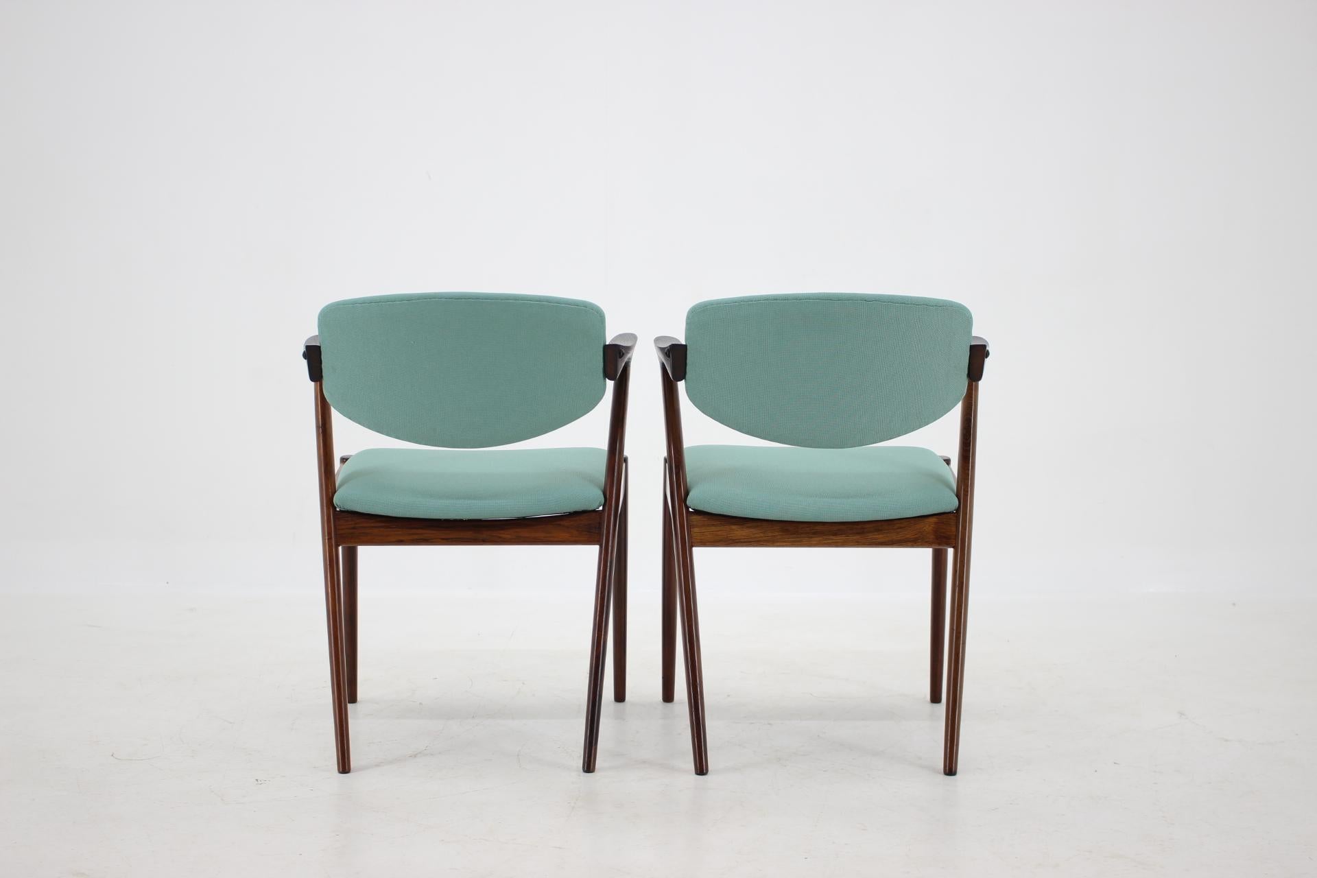 Fabric 1960s Kai Kristiansen Model 42 Rosewood Dining Chairs, Set of 4