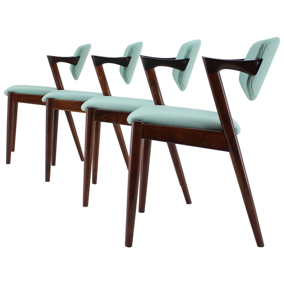 1960s Kai Kristiansen Model 42 Rosewood Dining Chairs, Set of 4
