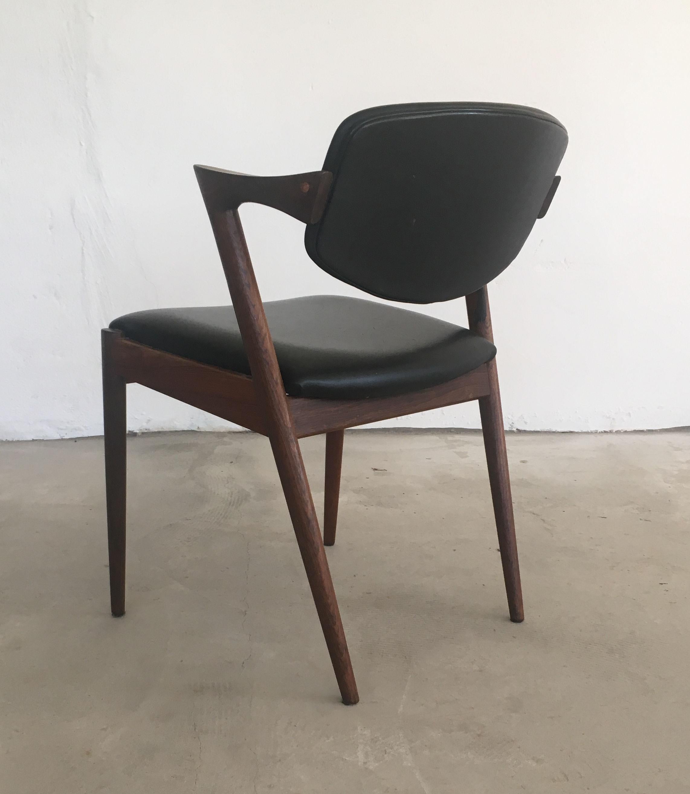 Danish 1960s Kai Kristiansen Fully Restored and Reupholstered Rosewood Dining Chairs For Sale