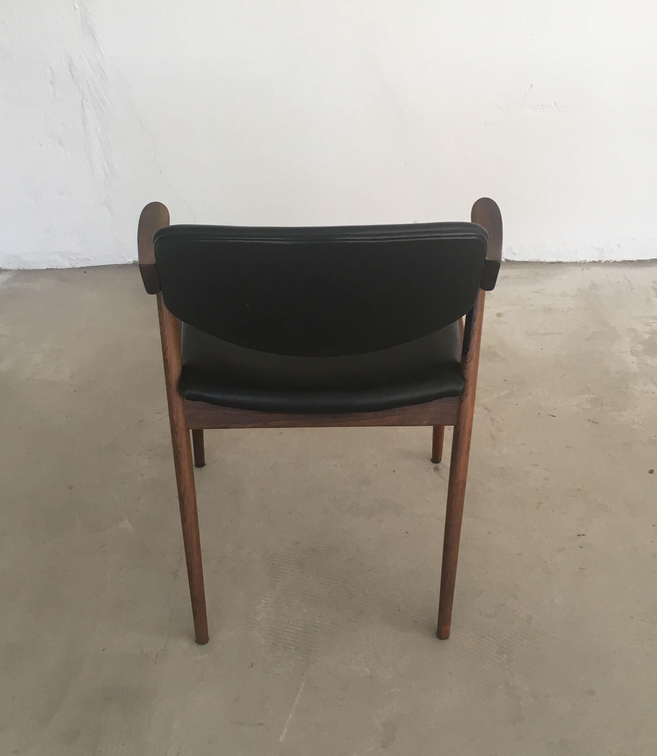 Woodwork 1960s Kai Kristiansen Fully Restored and Reupholstered Rosewood Dining Chairs For Sale