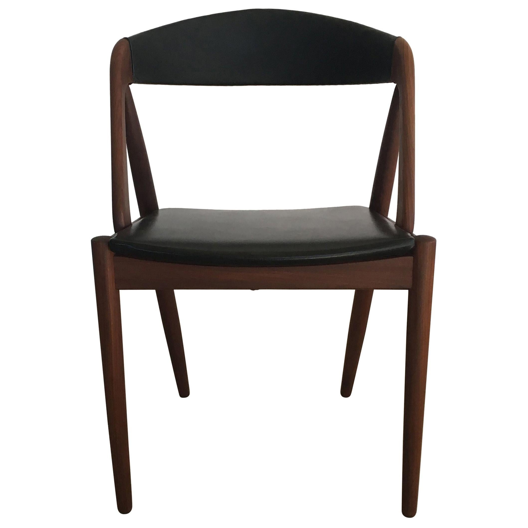 1960s Kai Kristiansen Restored Dining Chairs in Teak and Black Leather