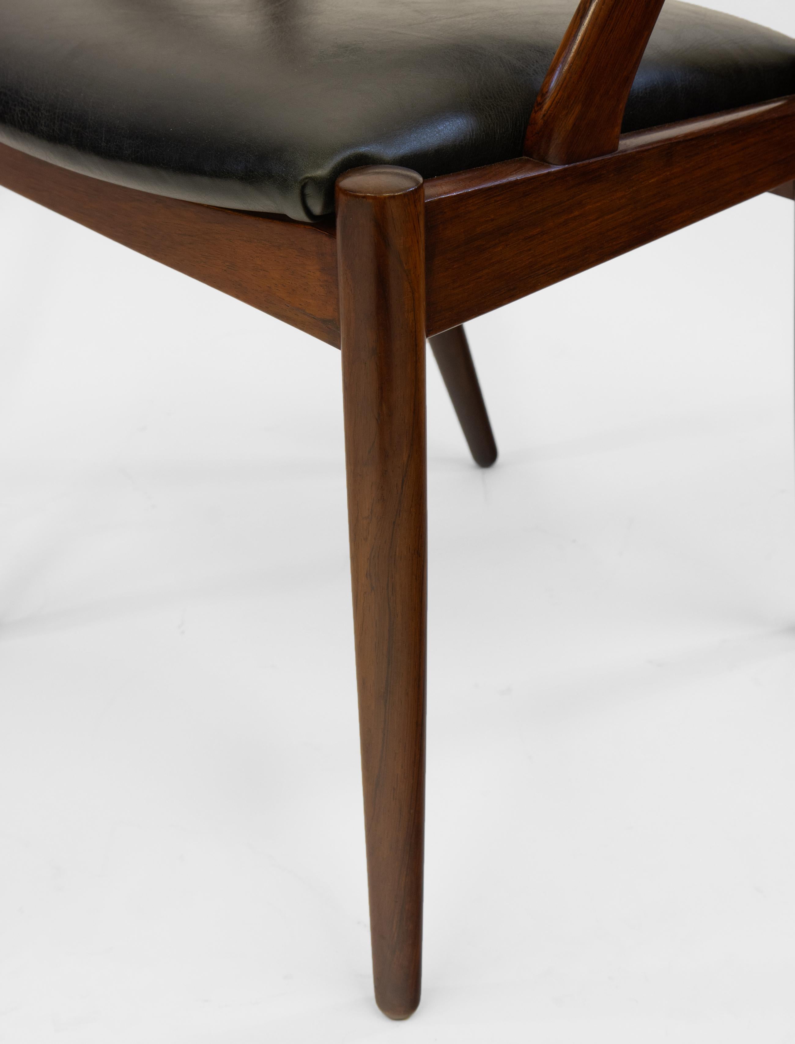 1960s Kai Kristiansen Rosewood & Leather Desk Side Chair Model 31 4