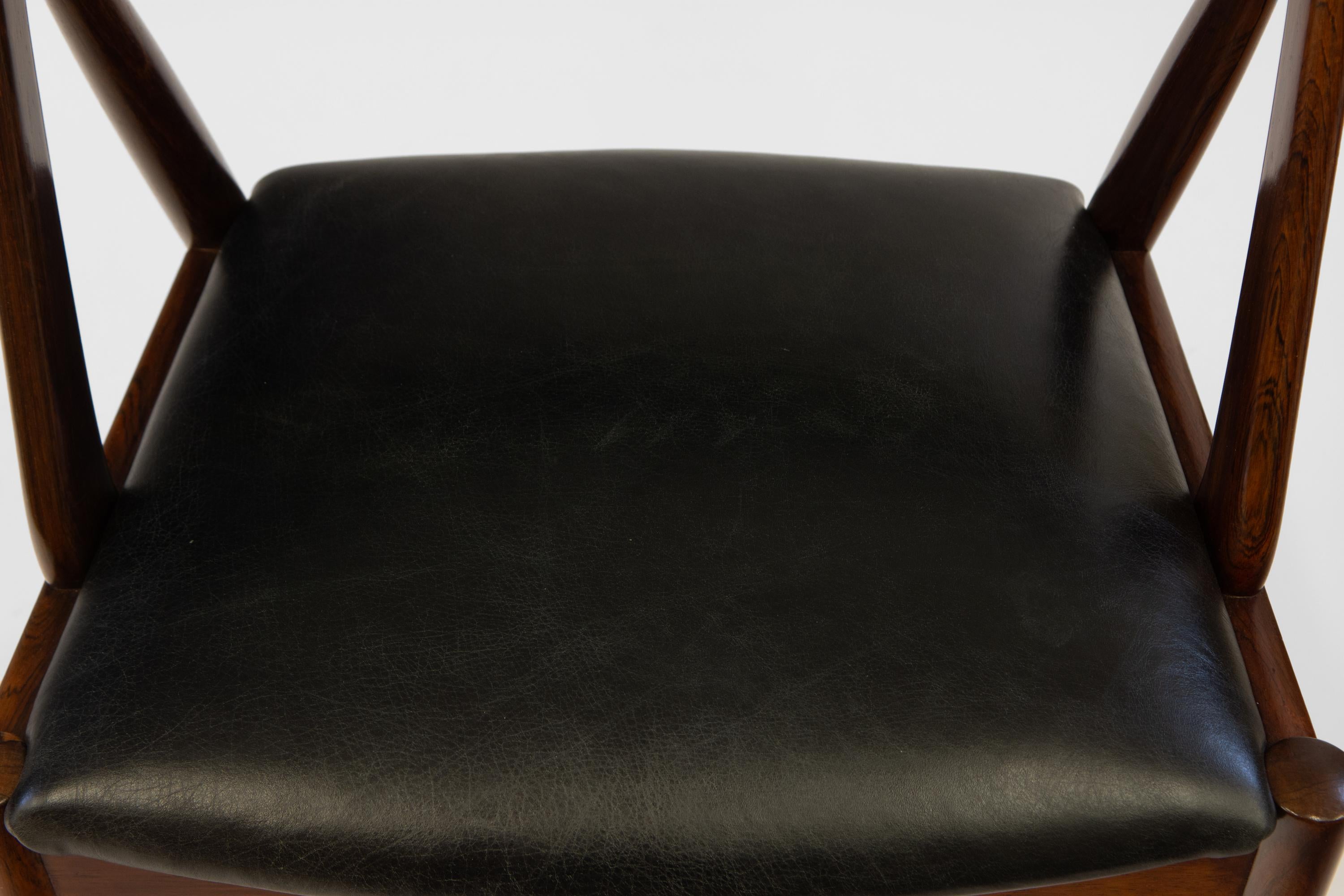1960s Kai Kristiansen Rosewood & Leather Desk Side Chair Model 31 6