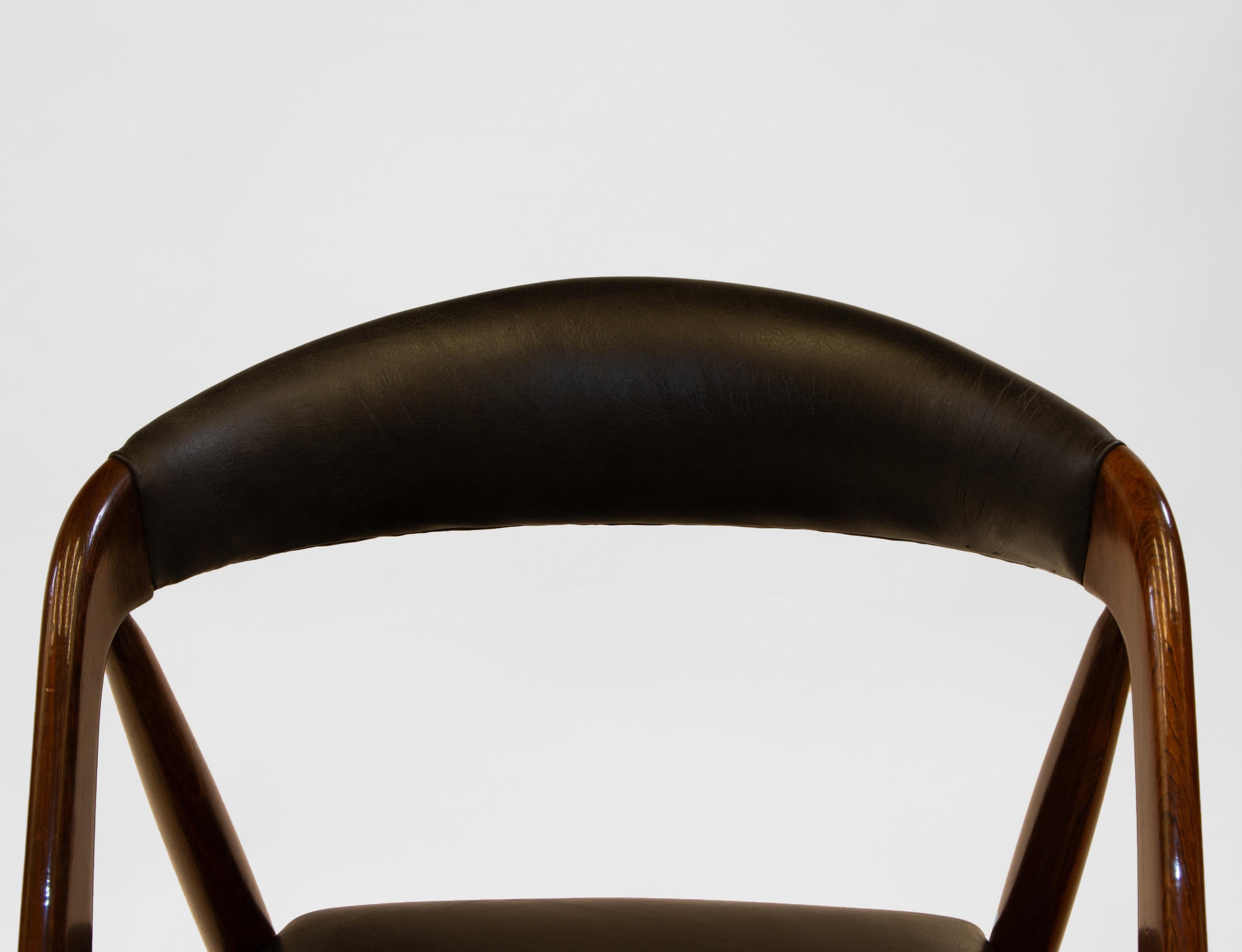 1960s Kai Kristiansen Rosewood & Leather Desk Side Chair Model 31 8