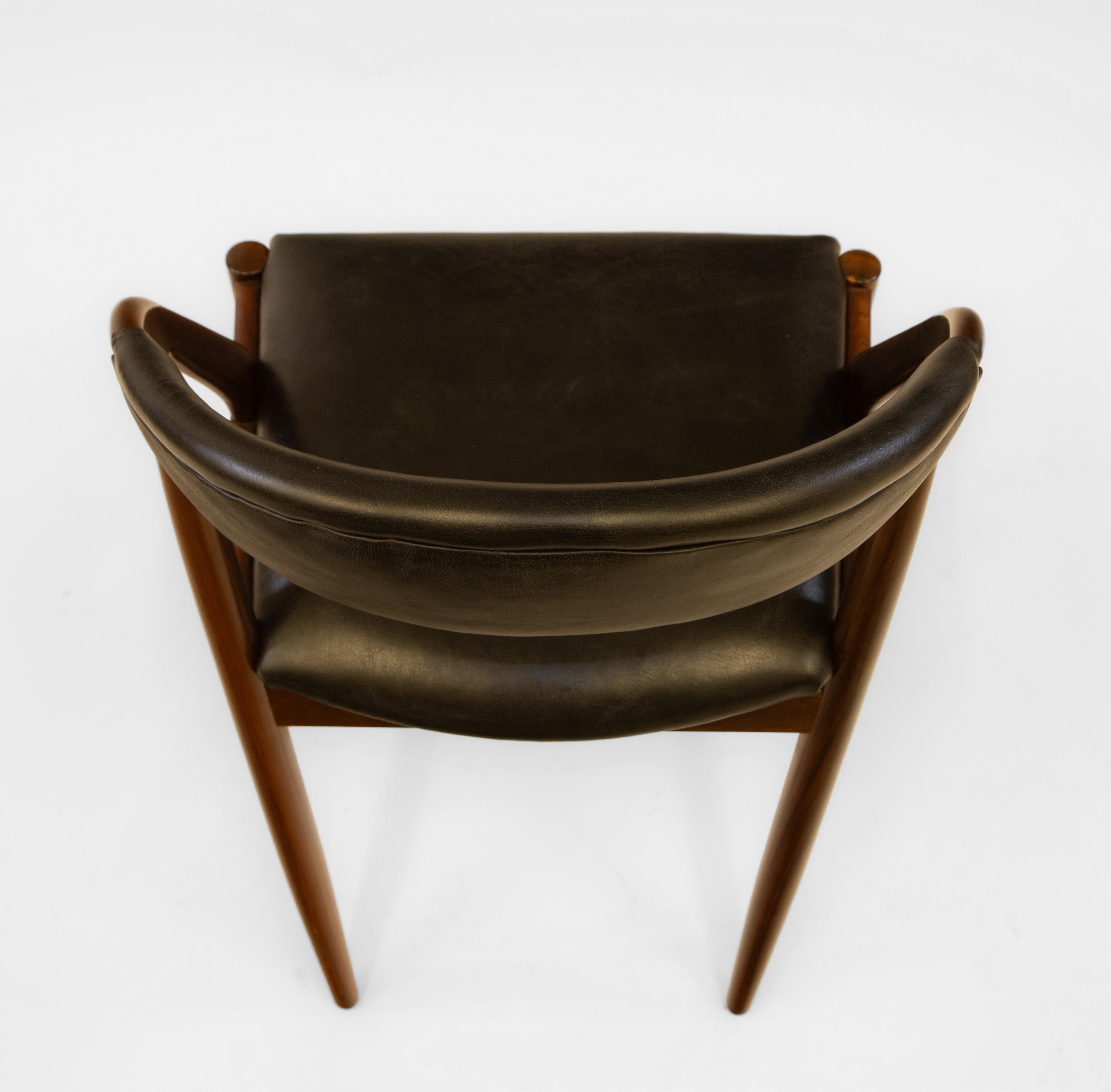 20th Century 1960s Kai Kristiansen Rosewood & Leather Desk Side Chair Model 31