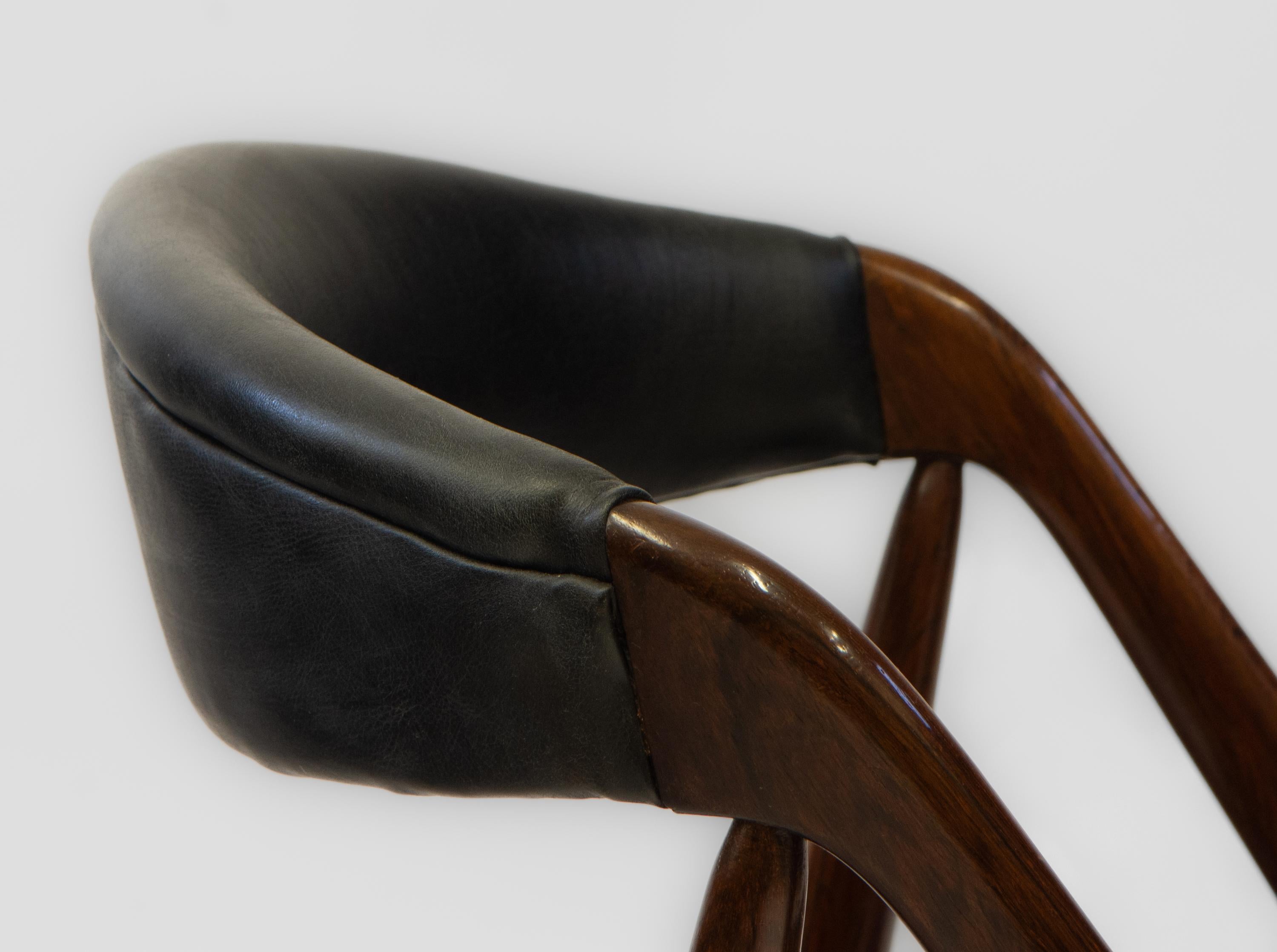 1960s Kai Kristiansen Rosewood & Leather Desk Side Chair Model 31 1