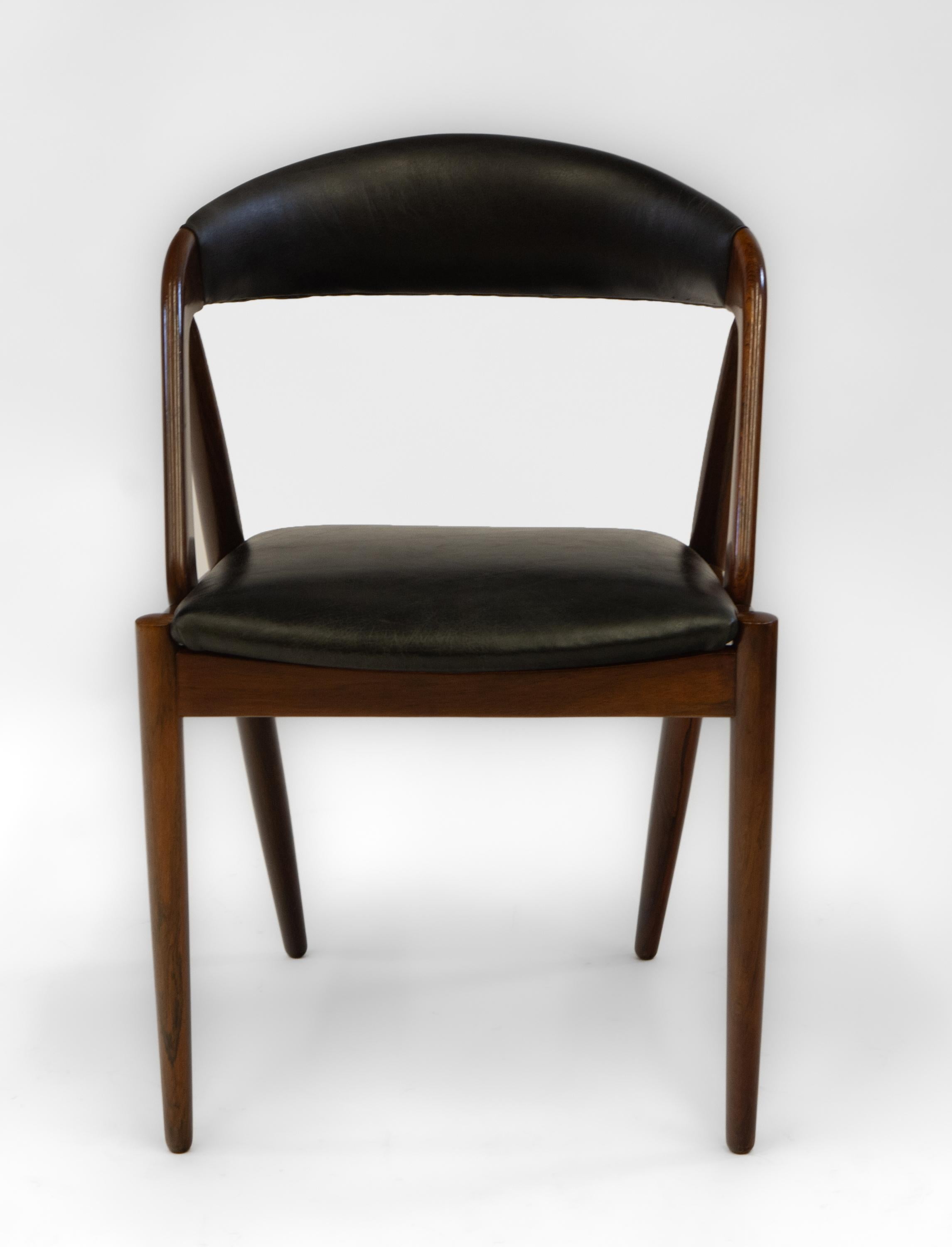1960s Kai Kristiansen Rosewood & Leather Desk Side Chair Model 31 2