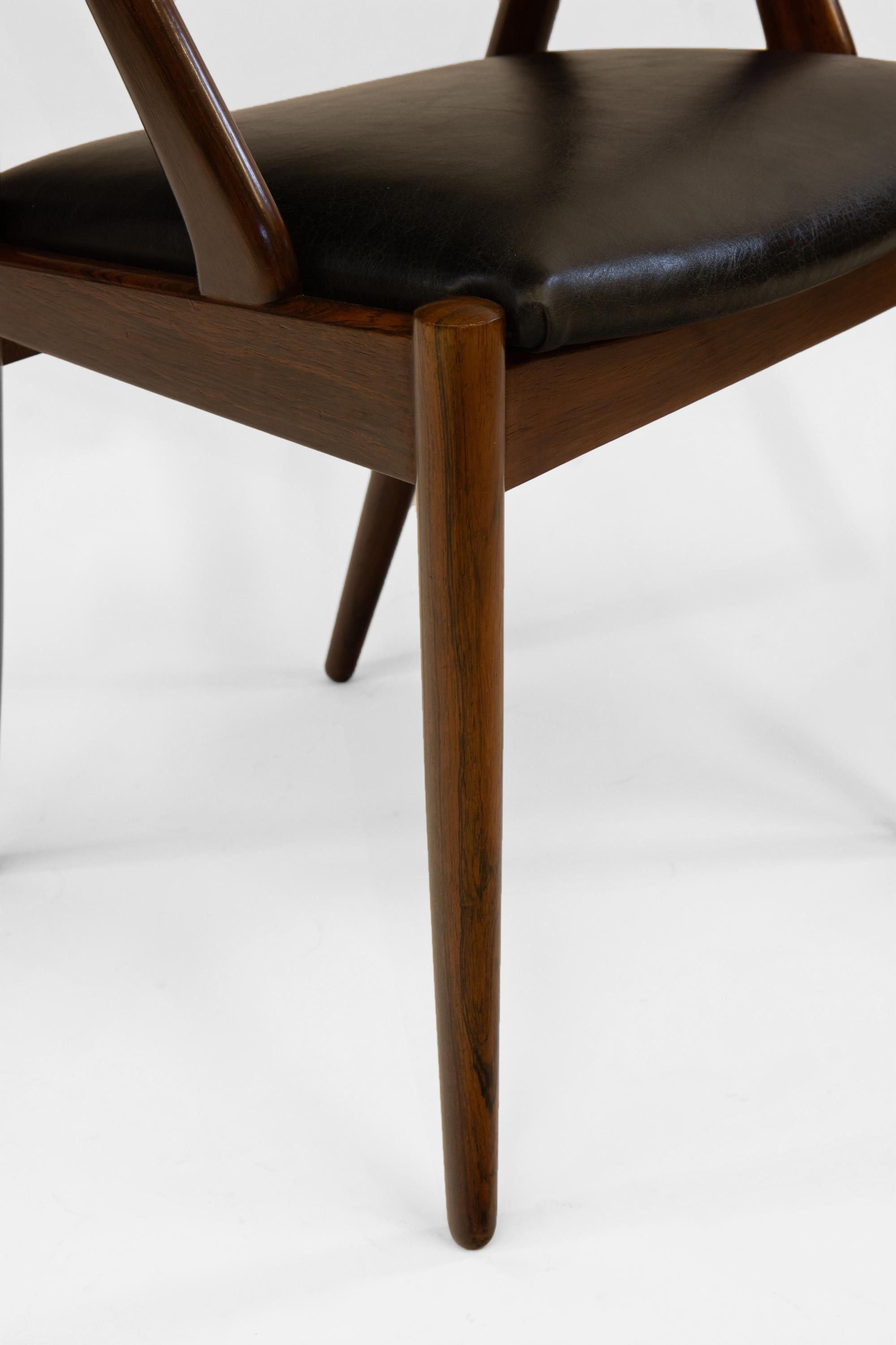 1960s Kai Kristiansen Rosewood & Leather Desk Side Chair Model 31 3