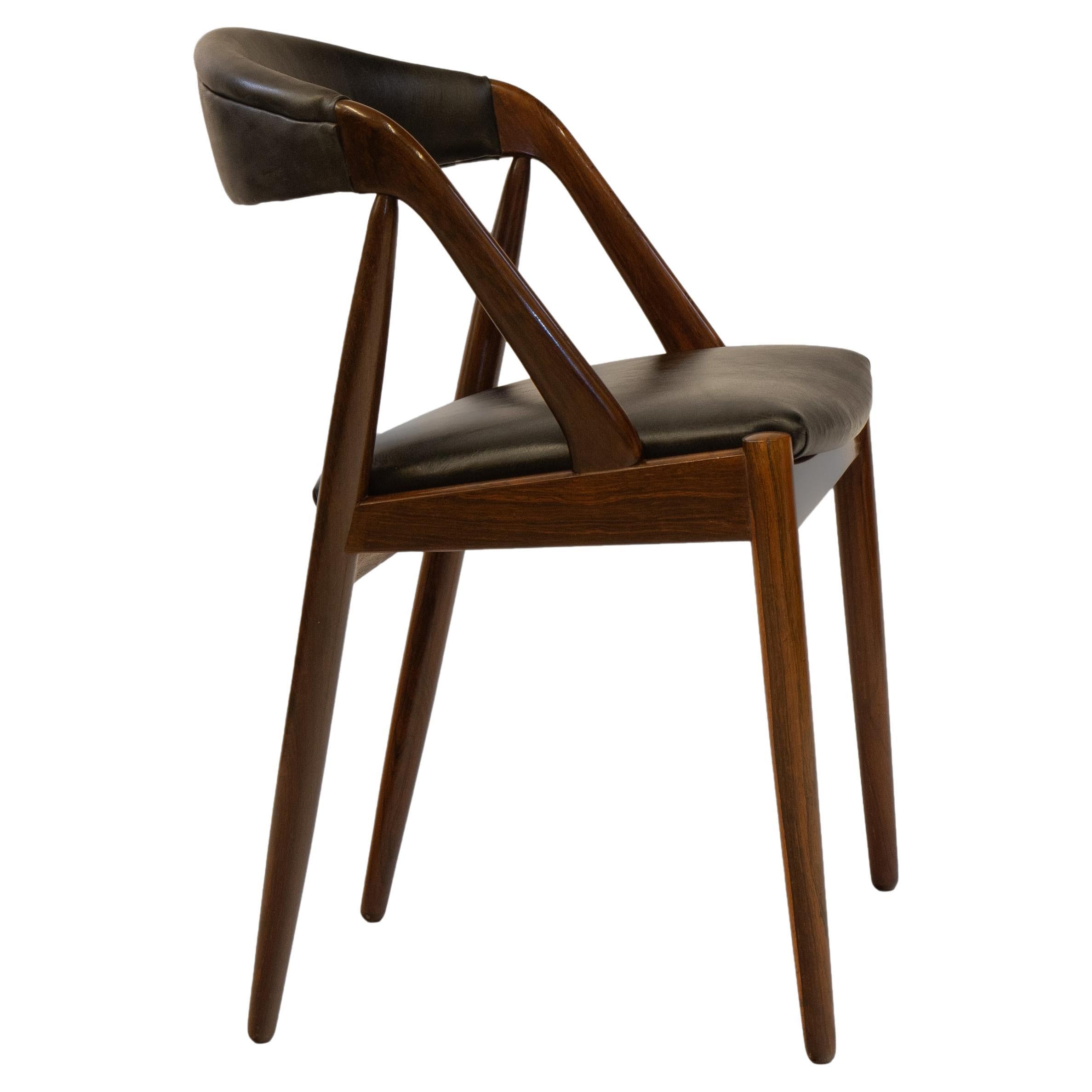 1960s Kai Kristiansen Rosewood & Leather Desk Side Chair Model 31