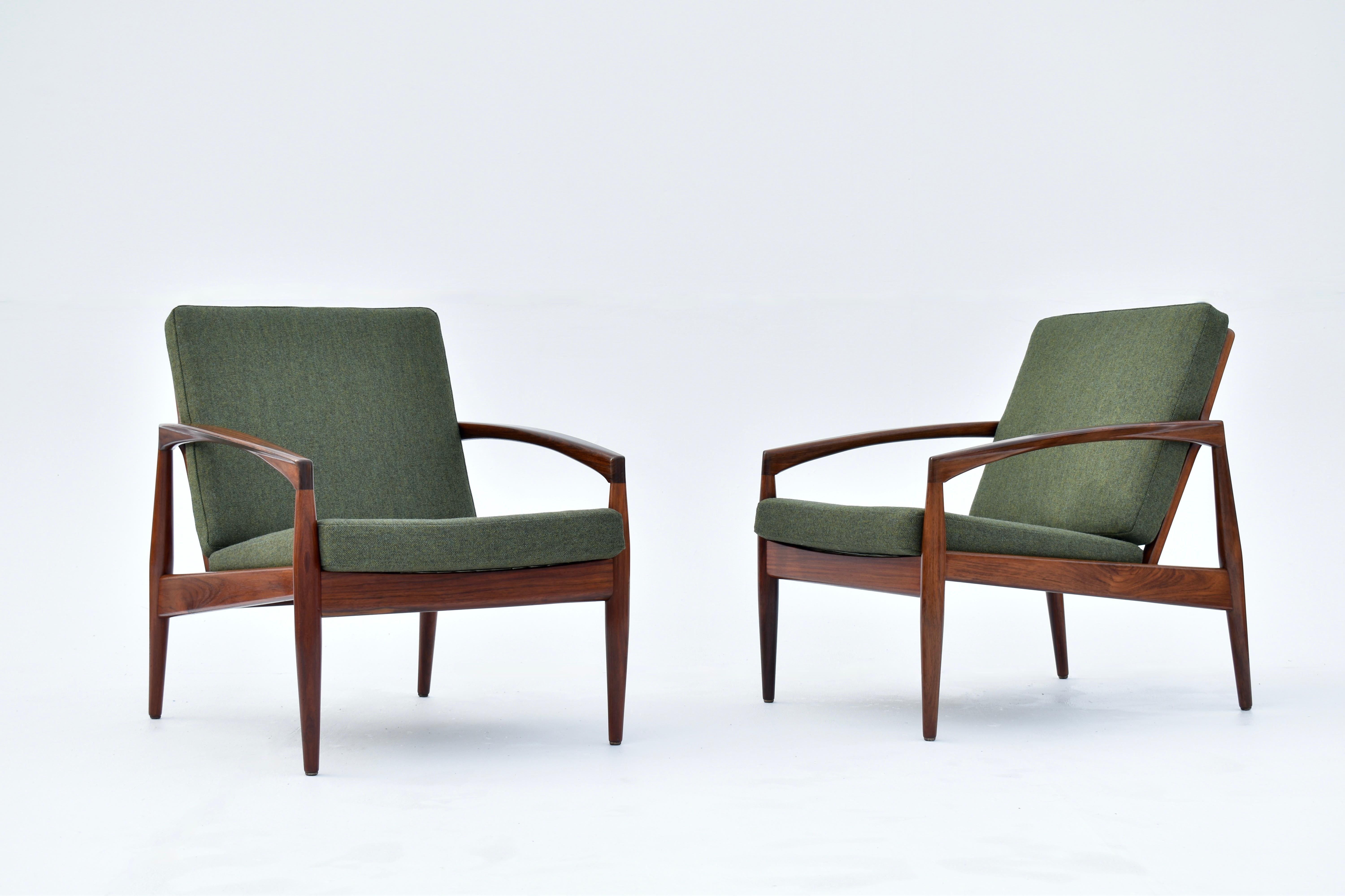 Perhaps Kai Kristiansen’s most celebrated design and a bona fide Danish design classic.

A hard to find original pair of ‘Paper knife’ chairs crafted from solid rosewood. One of the most graceful and beautiful chairs of the Danish Modern