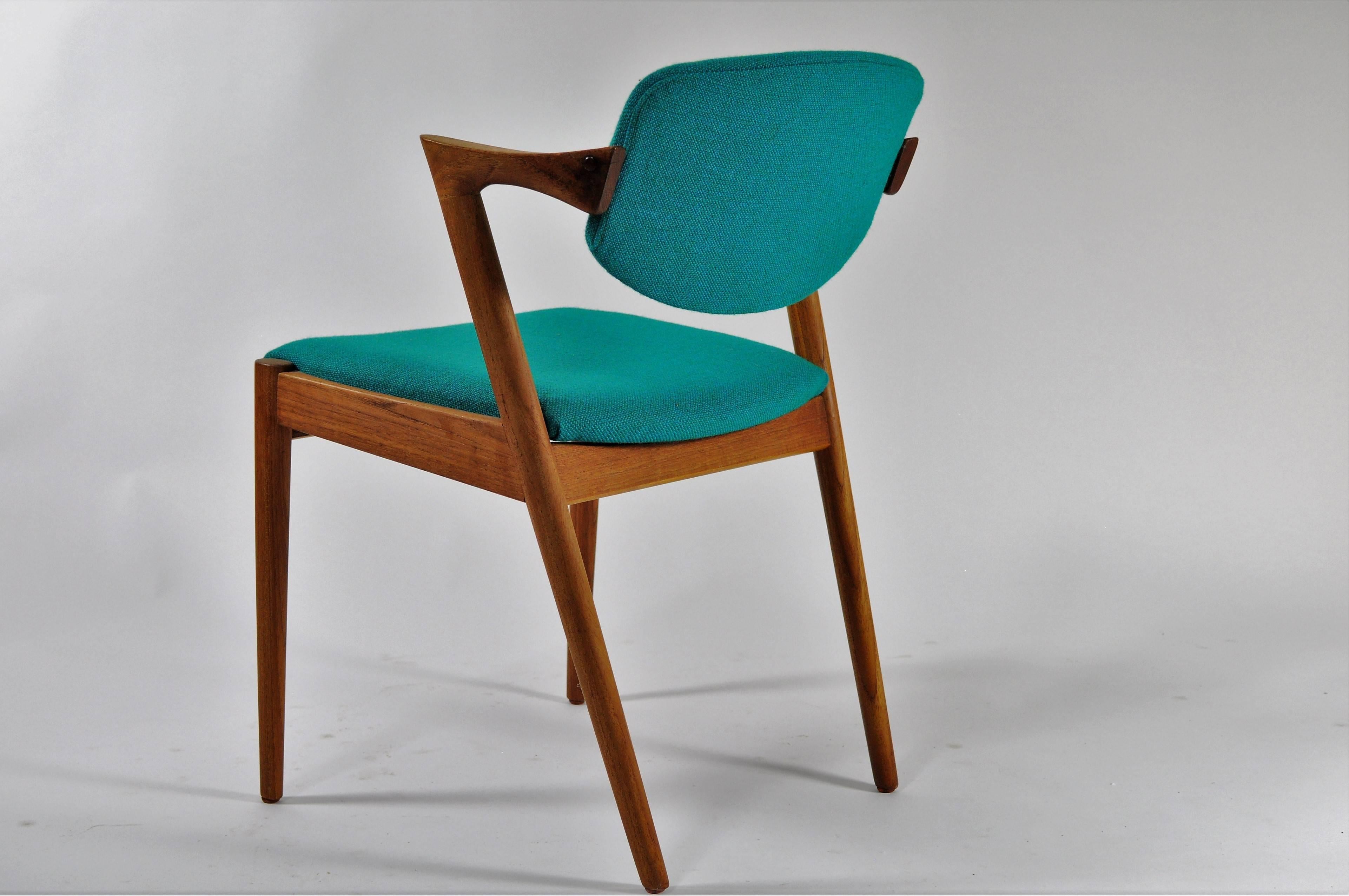 Woodwork 1960s Kai Kristiansen Set of 4 Danish Dining Chairs in Teak Inc Reupholstry