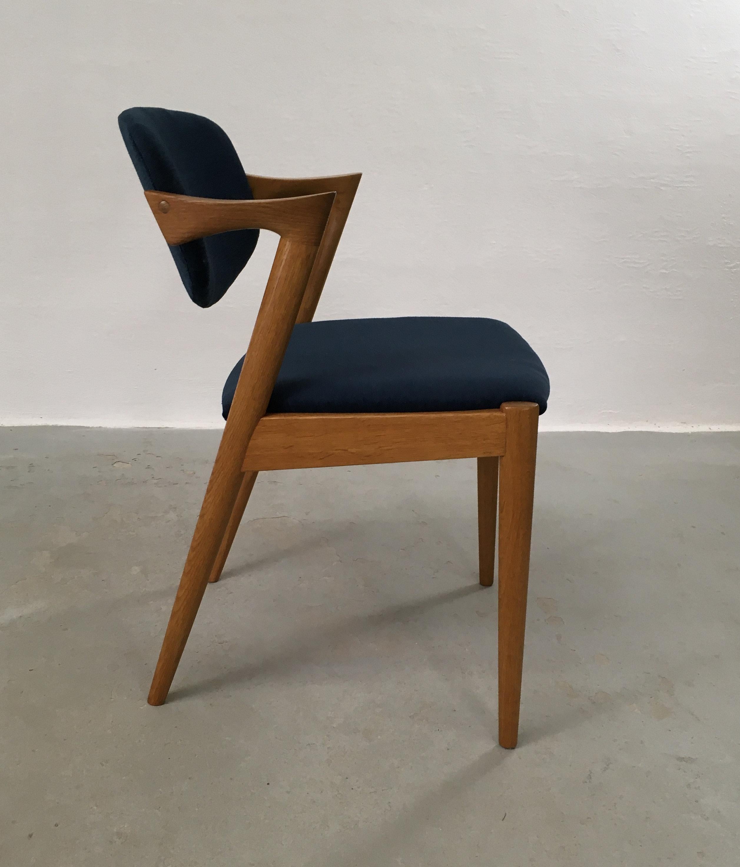 Six Restored Kai Kristiansen Oak Dining Chairs Custom Reupholstery Included For Sale 4