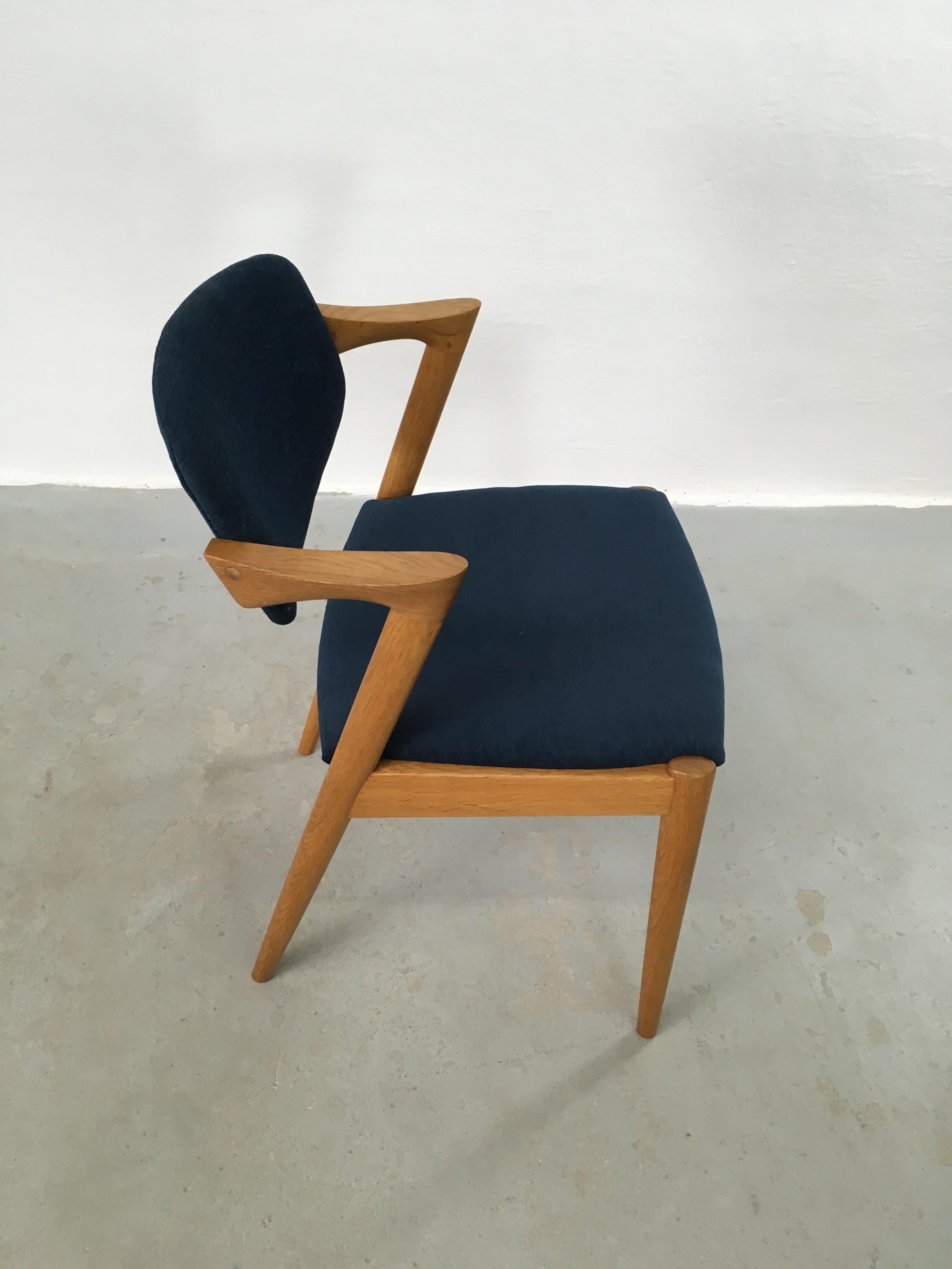 Six Restored Kai Kristiansen Oak Dining Chairs Custom Reupholstery Included For Sale 2