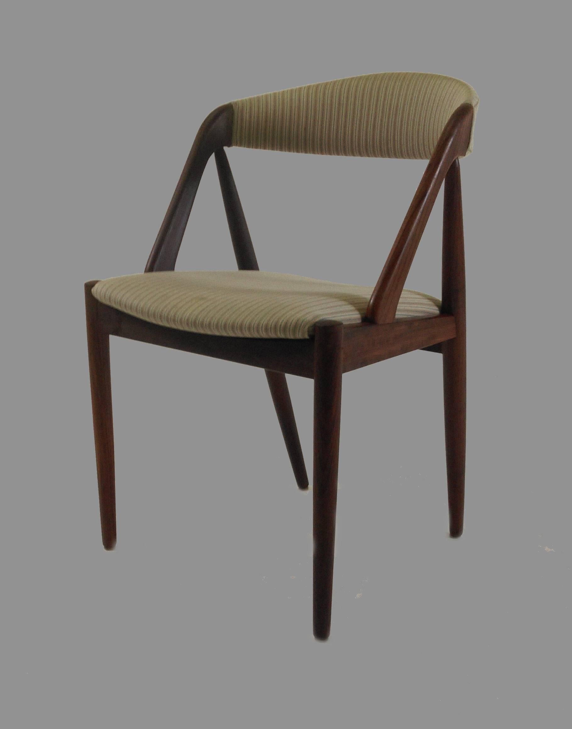 Scandinavian Modern Kai Kristiansen Set of Ten Fully Restored Teak Dining Chairs, Custom Upholstery For Sale