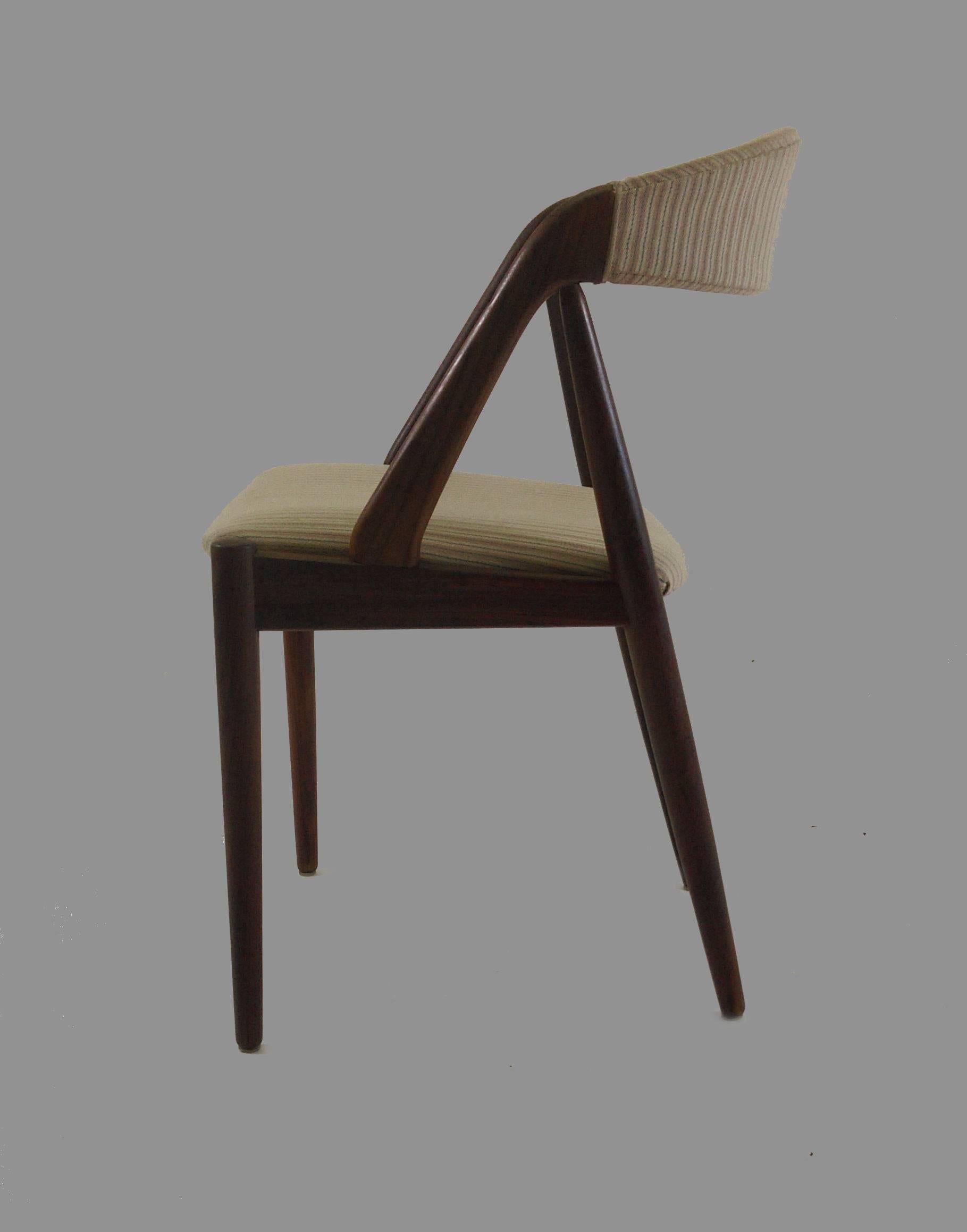 Kai Kristiansen Set of Ten Fully Restored Teak Dining Chairs, Custom Upholstery In Good Condition For Sale In Knebel, DK