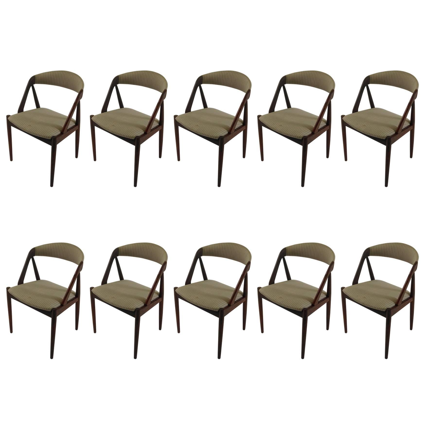 1960s Kai Kristiansen Set of Ten Model 31 Dining Chairs in Teak
