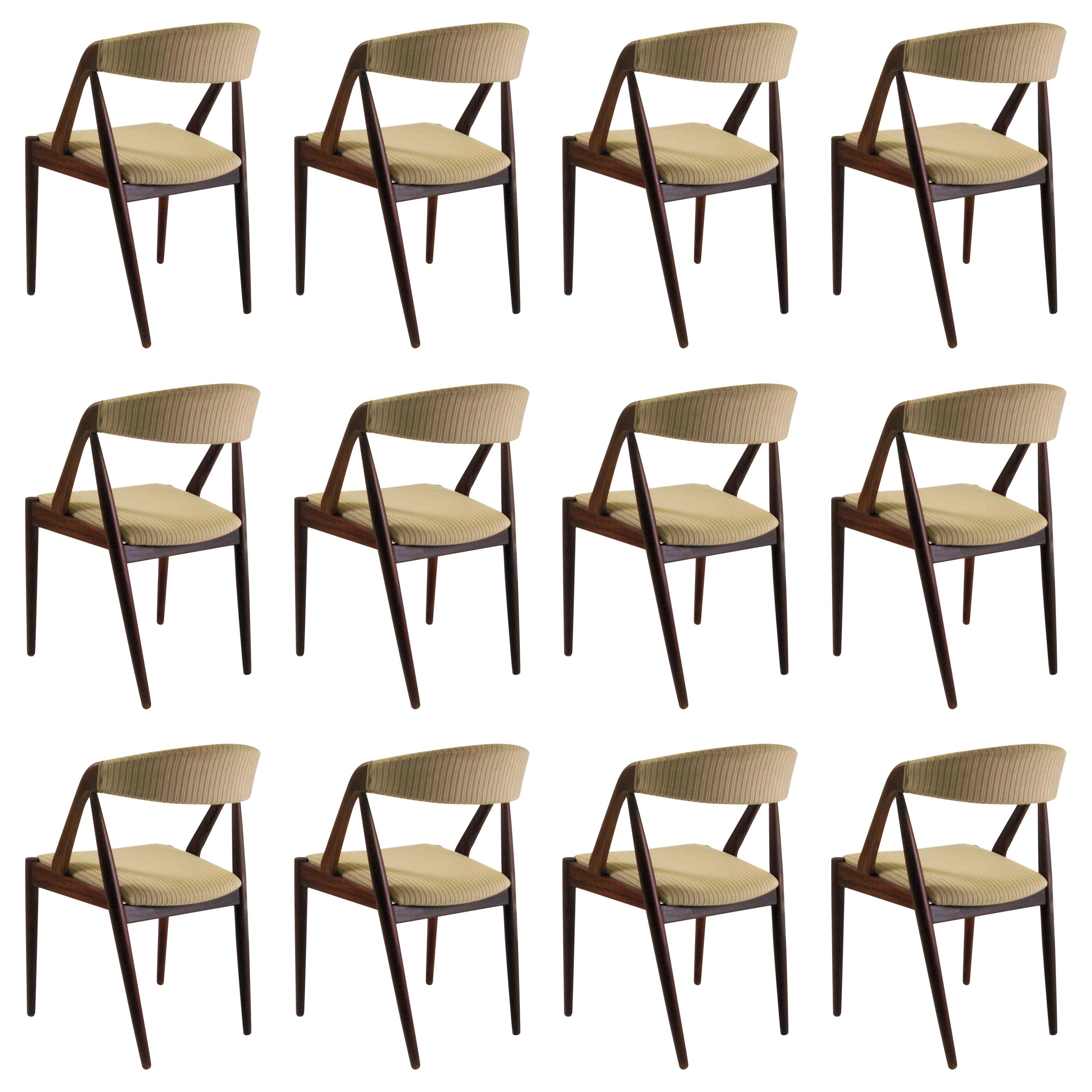 Kai Kristiansen Set of Twelve Teak Dining Chairs, Choice of Upholstery