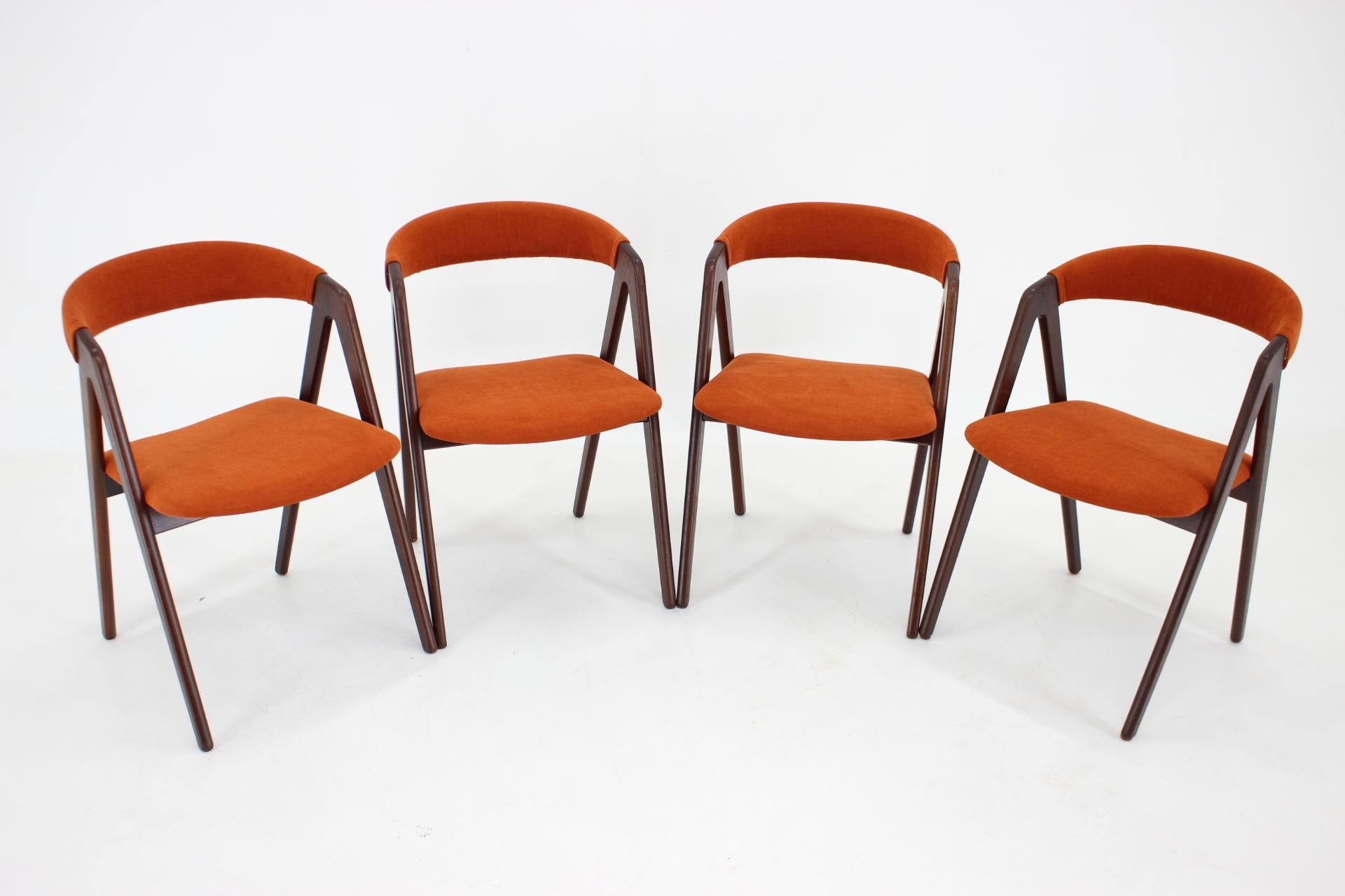 Mid-Century Modern 1960s, Kai Kristiansen Teak Compass Dining Chairs, Denmark