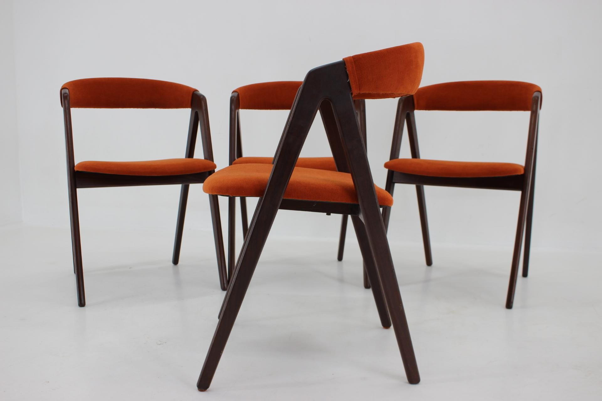 1960s, Kai Kristiansen Teak Compass Dining Chairs, Denmark In Good Condition In Praha, CZ