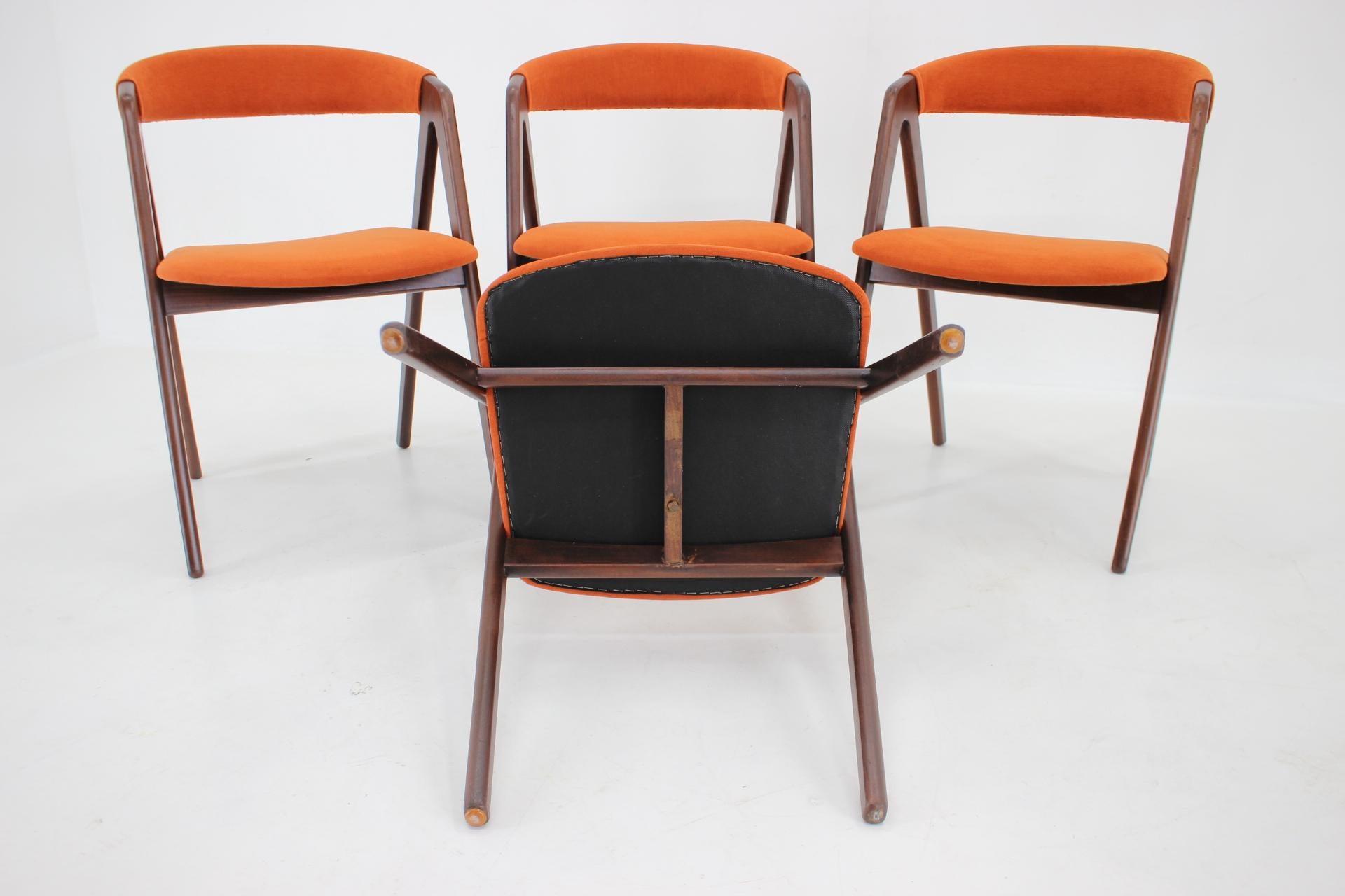 1960s, Kai Kristiansen Teak Compass Dining Chairs, Denmark 1