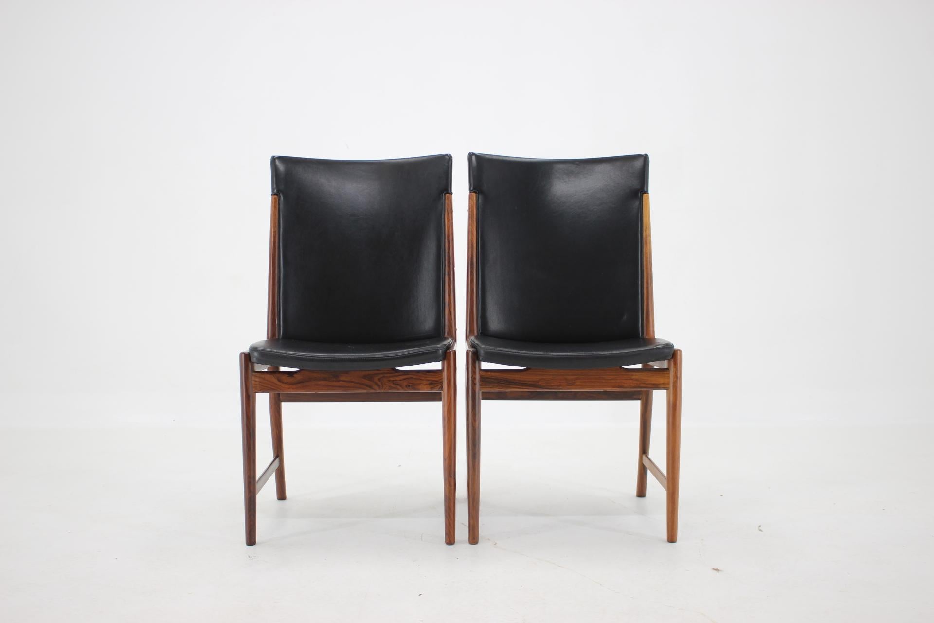 Danish 1960s Kai Lyngfelt-Larsen Set of Eight Palisander/Leather Dining Chairs